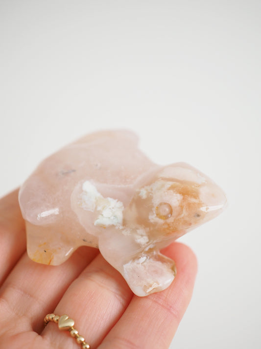 Blumenachat Frosch  - aus Madagascar Hand Polished