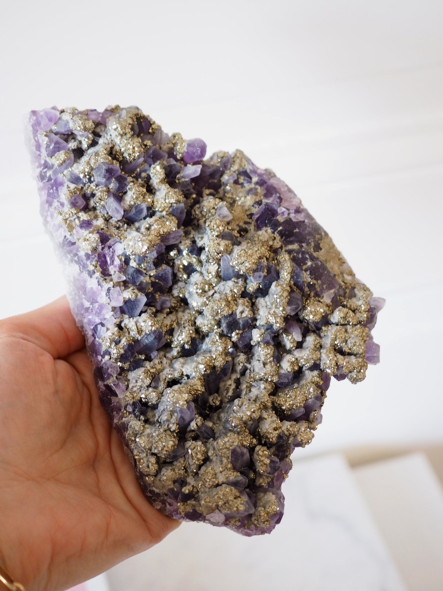 Amethyst mit Pyrit ca. 16 x 12 cm - aus Bulgarien RARE MINE CLOSED