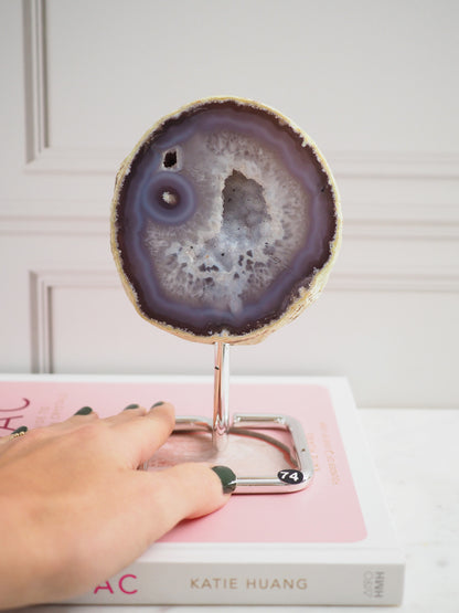 Druzy Achat Geode auf Ständer 74. Halter ca 11-15 cm  - aus Brasilien HIGH QUALITY Handpoliert