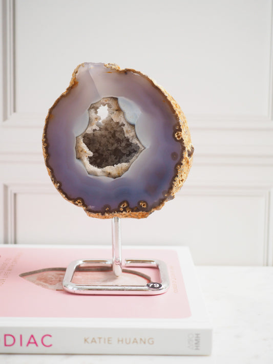 Druzy Achat Geode auf Ständer 79. Halter ca 11-15 cm  - aus Brasilien HIGH QUALITY Handpoliert