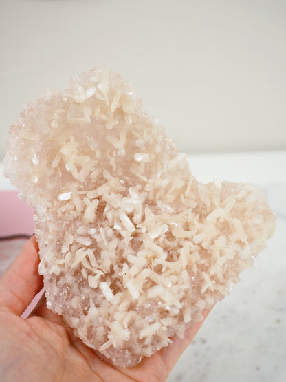 Pink Diamond Crust Apophylite mit Stilbit - aus Indien RARE