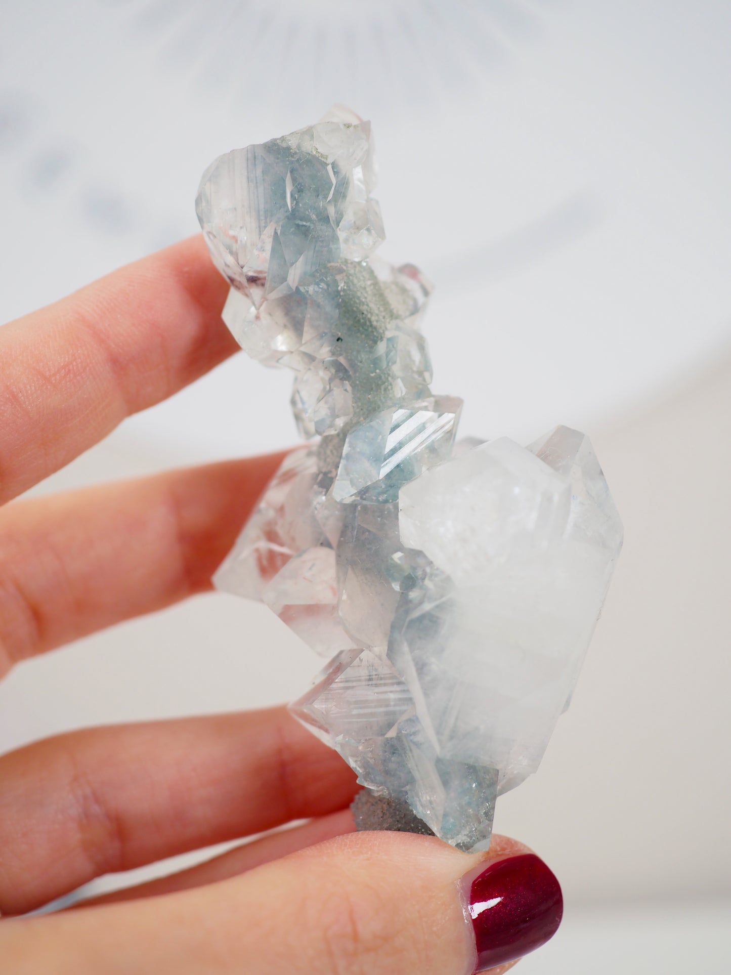 Grüner Chalcedon mit Apophylite Stab - aus Indien RARE