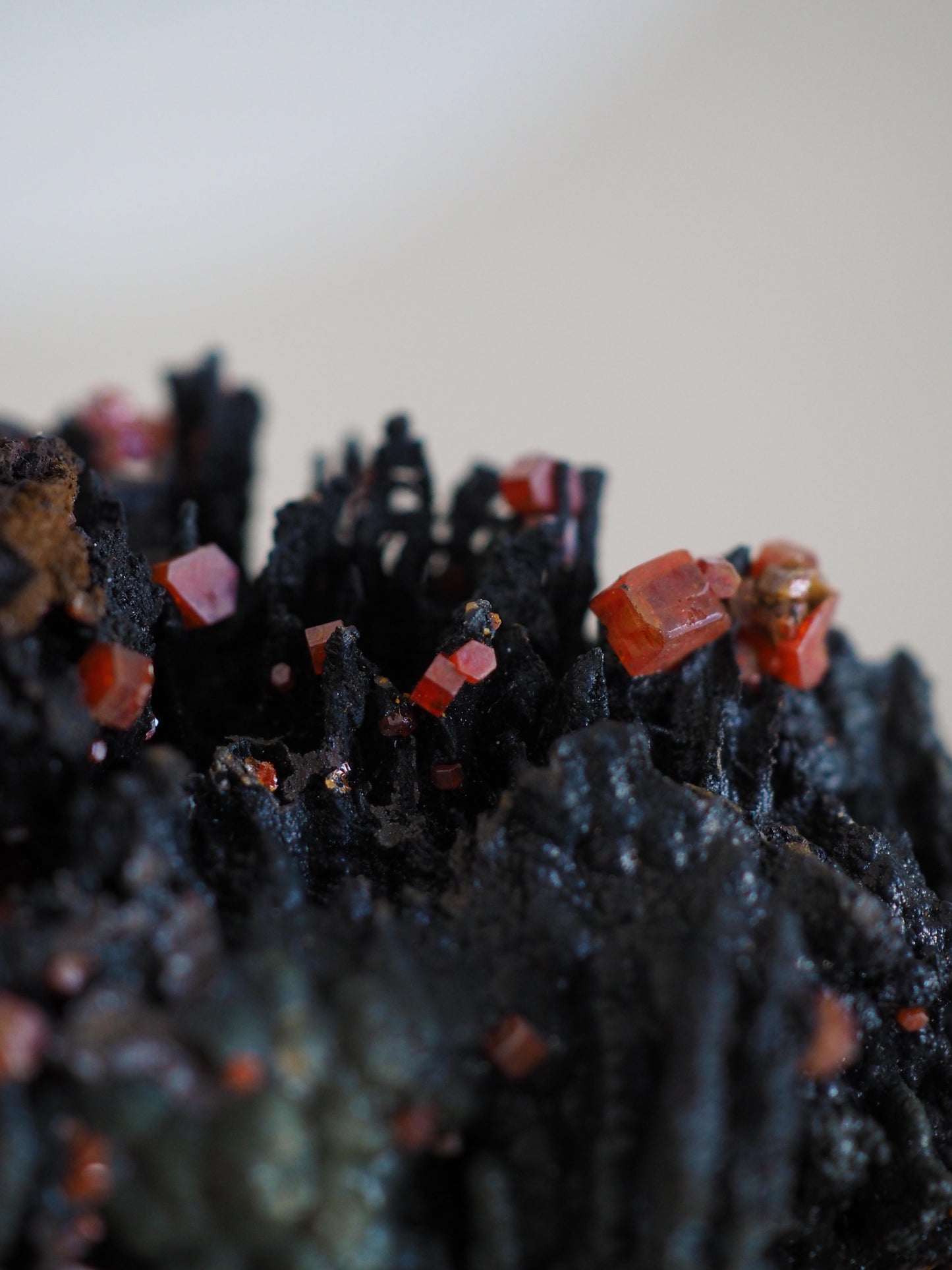 Vanadinit X Psilomelane X Goethite- aus Mibladen Bergbau Bezirk . Midelt. Marokko