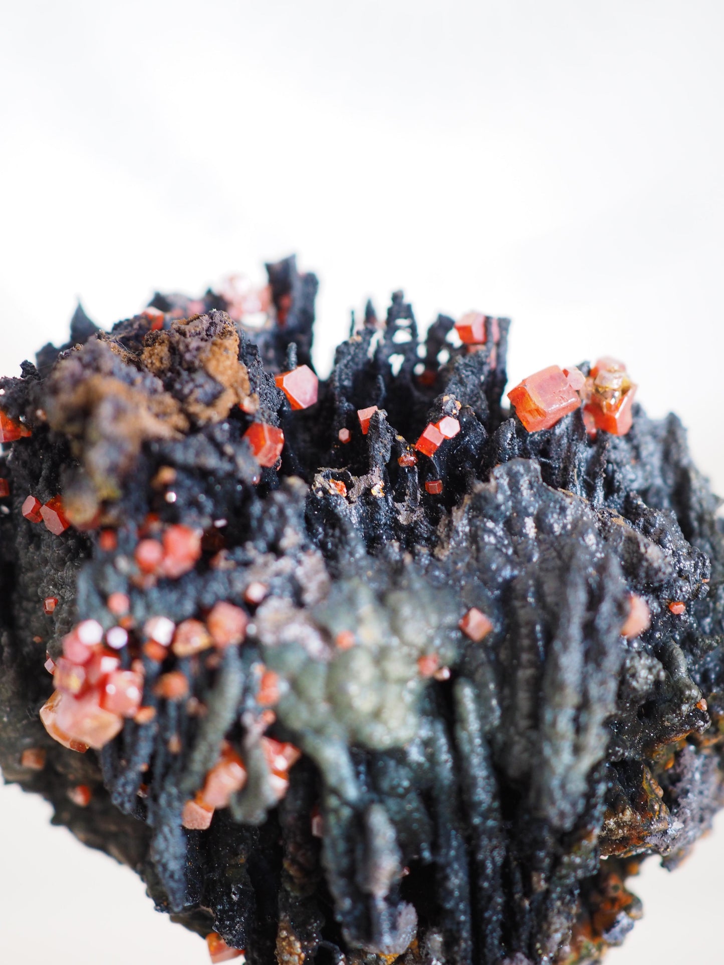Vanadinit X Psilomelane X Goethite- aus Mibladen Bergbau Bezirk . Midelt. Marokko