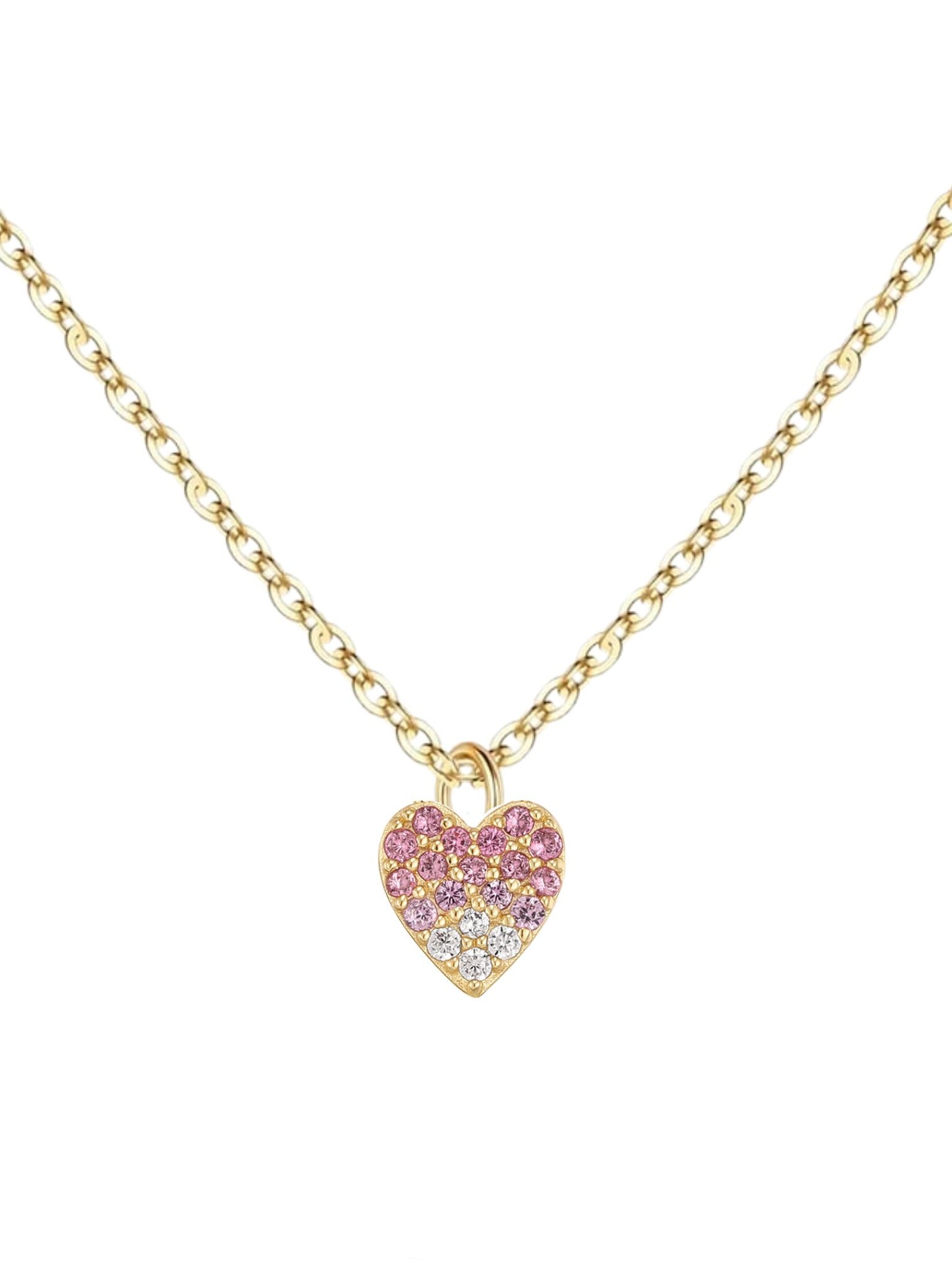 Herz Kette mit Saphir. Rubin & Cubic Zirkonia aus 925 Sterlingsilber vergoldet