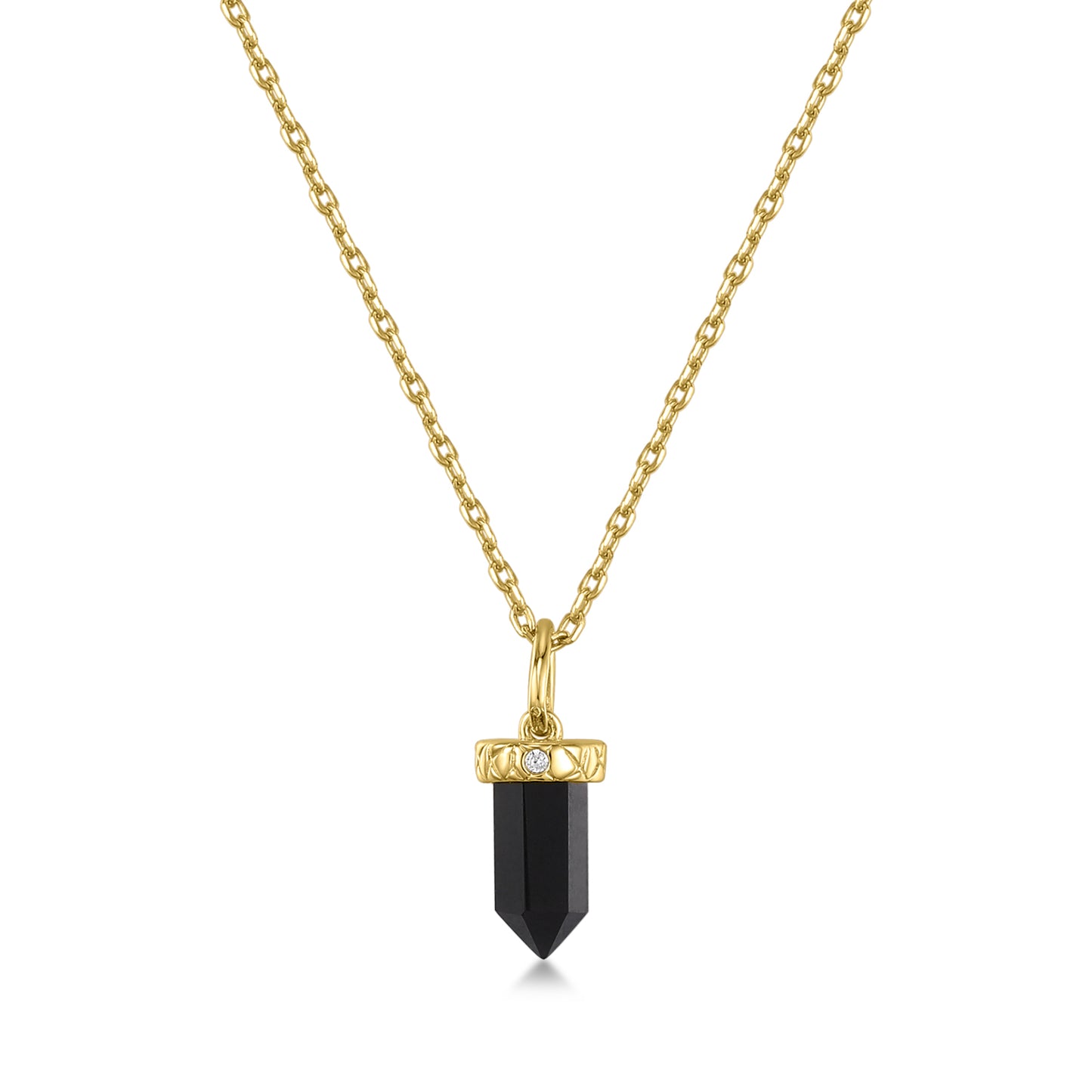 Schwarzer Obsidian mit CZ Anhänger MAGIC CRYSTALS COLLECTION . 925 Sterlingsilber vergoldet MIT Kette 45cm