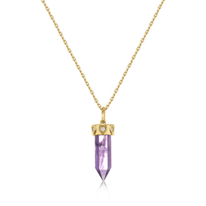 Amethyst mit CZ Anhänger MAGIC CRYSTALS COLLECTION Herz . 925 Sterlingsilber vergoldet MIT Kette 45cm