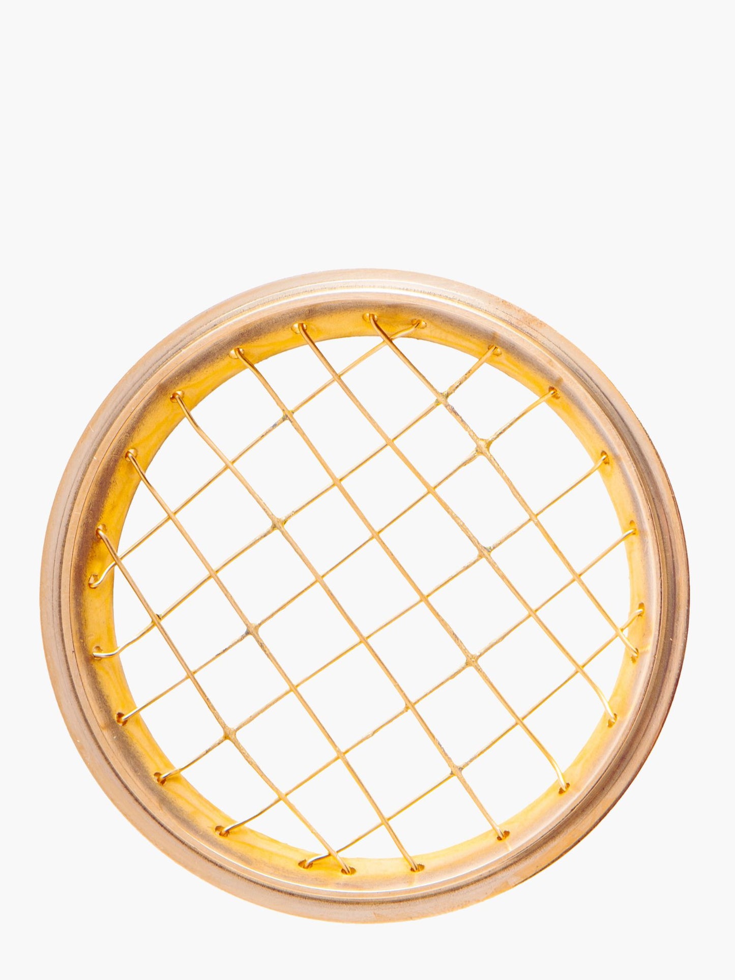 Weißer Marmor Räucher Gefäß 7.5cm mit goldfarbenem Messingnetz
