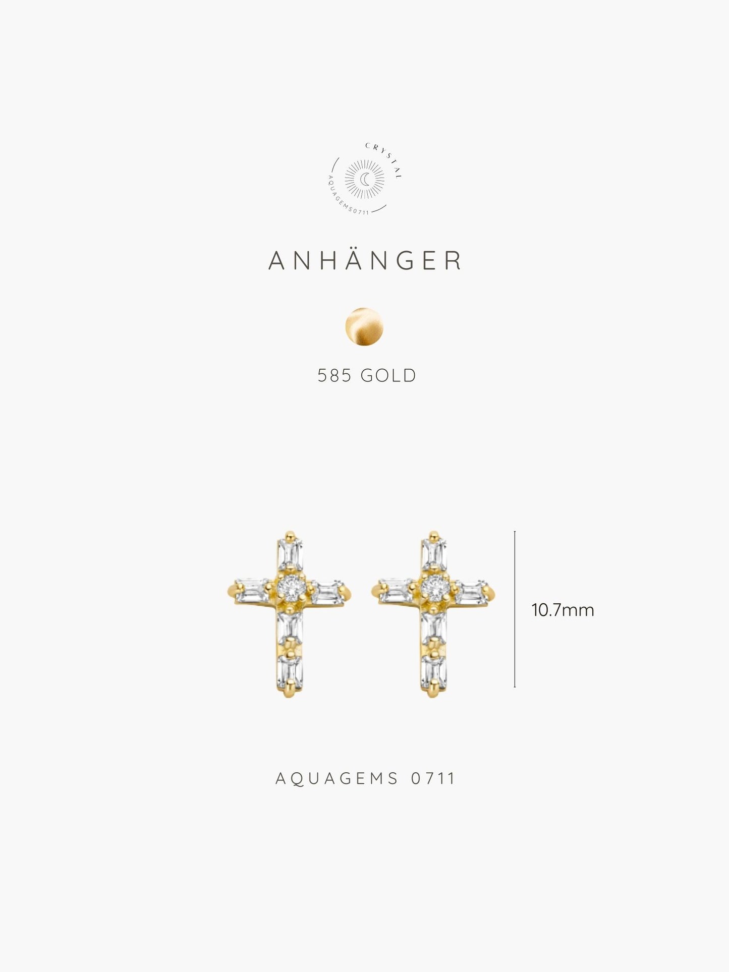 Kreuz mit Zirkonia . 585 Gold Ohrstecker