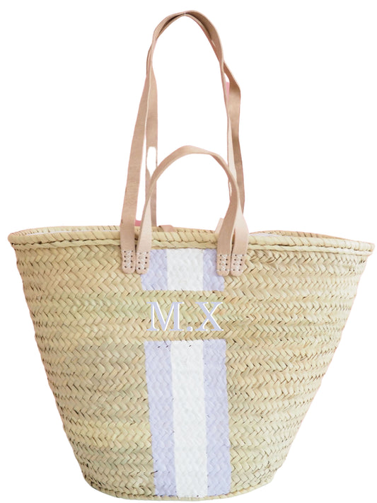 Korb Monogramm & Stripes Lavande Weiss