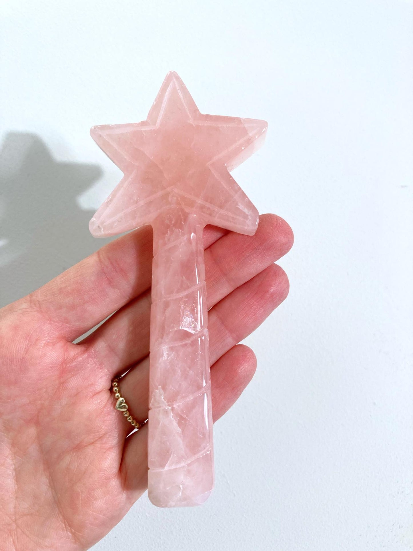 Rosenquarz Fairy Wand Zauberstab ca 13 cm Handcarved (28)