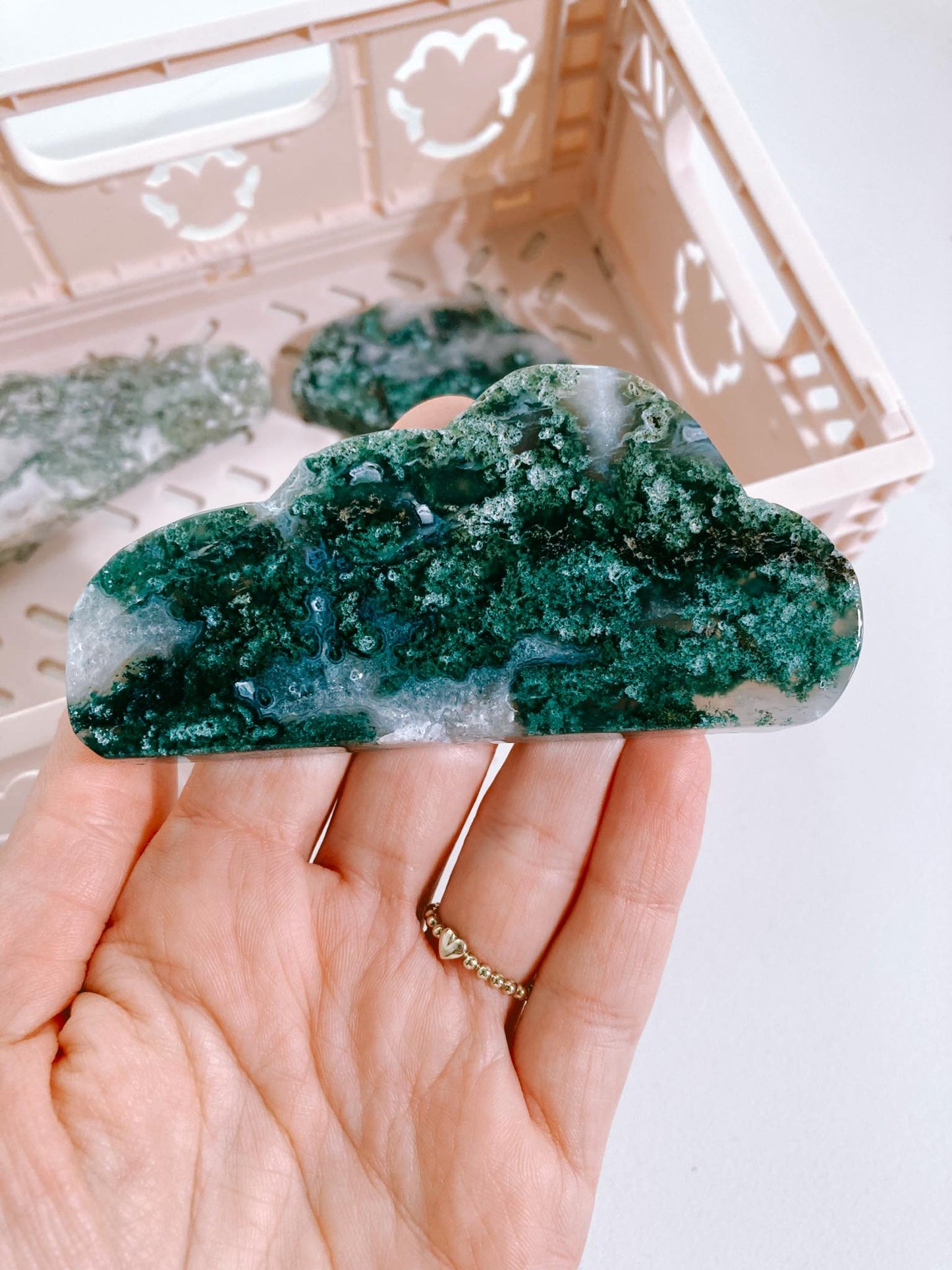Moos Achat Wolke / Moss Agate Cloud 7-9 cm  -aus China / Indien