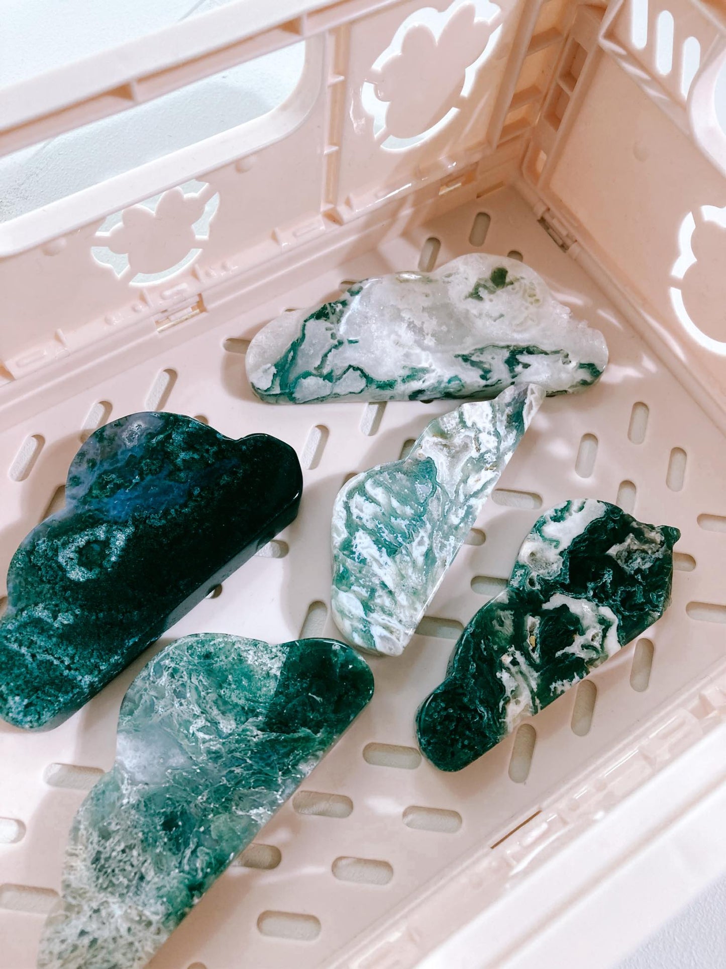 Moos Achat Wolke / Moss Agate Cloud 7-9 cm  -aus China / Indien