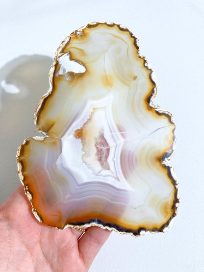 Iris Achat Slice Handcarved ca. 14 cm aus Indonesien - High Quality RARE