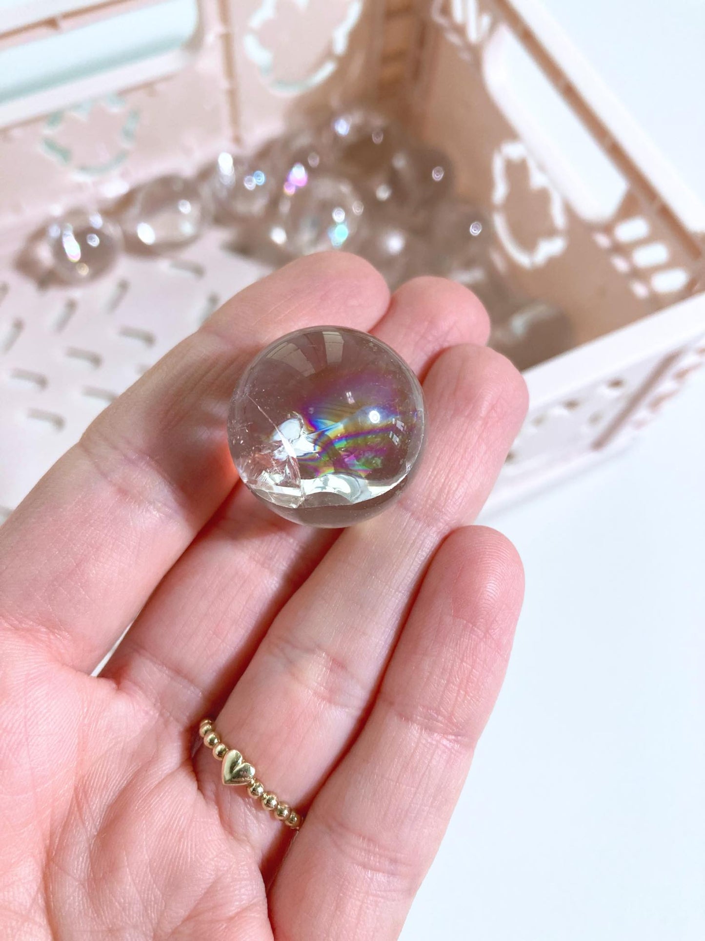 Bergkristall Regenbogen Kugel . Clearquartz Rainbow Sphere 2 -2.5cm- High Quality Heat treated