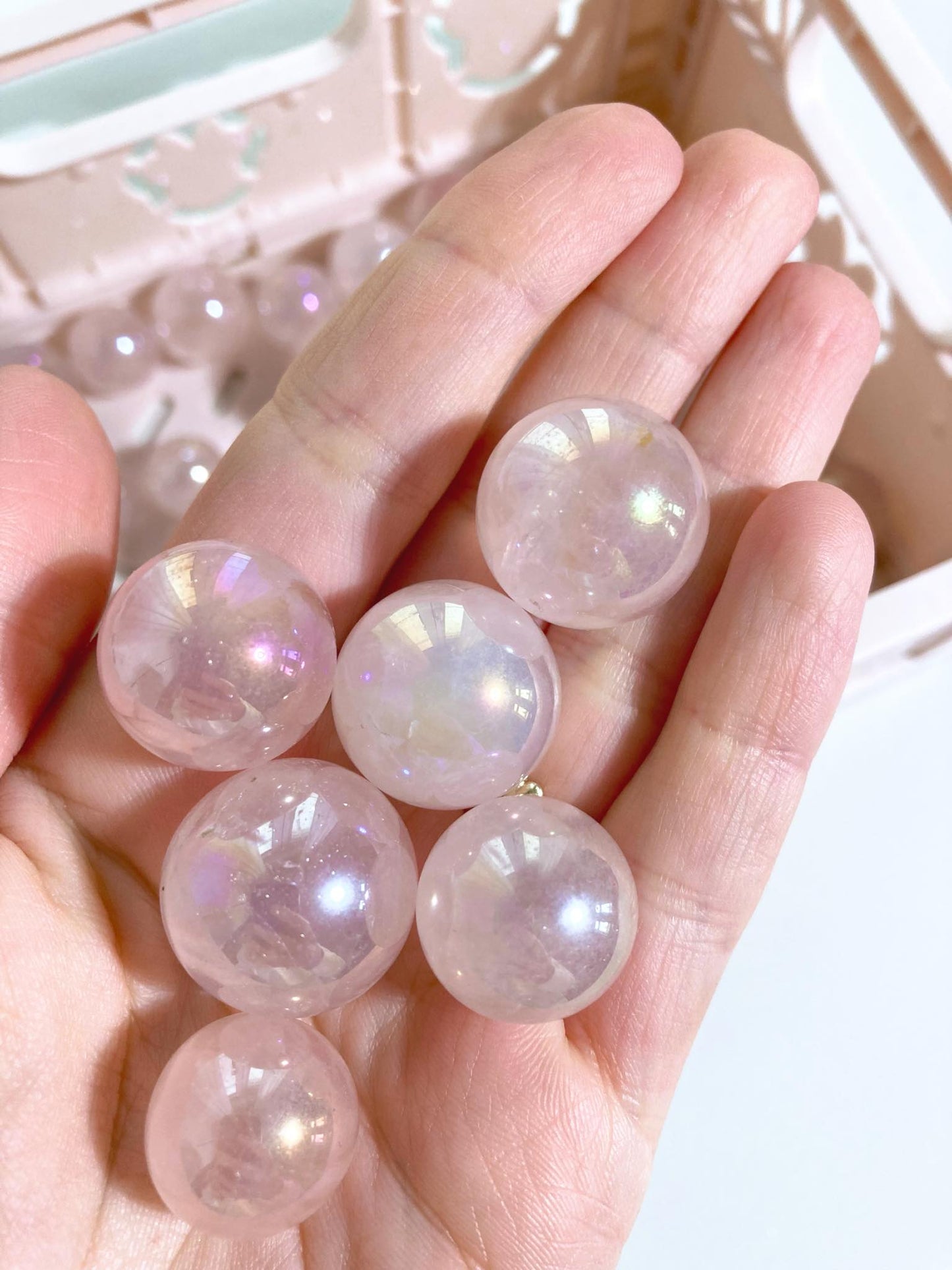 AngelAura Rosequartz Mini Spheres 1.5 - 2cm