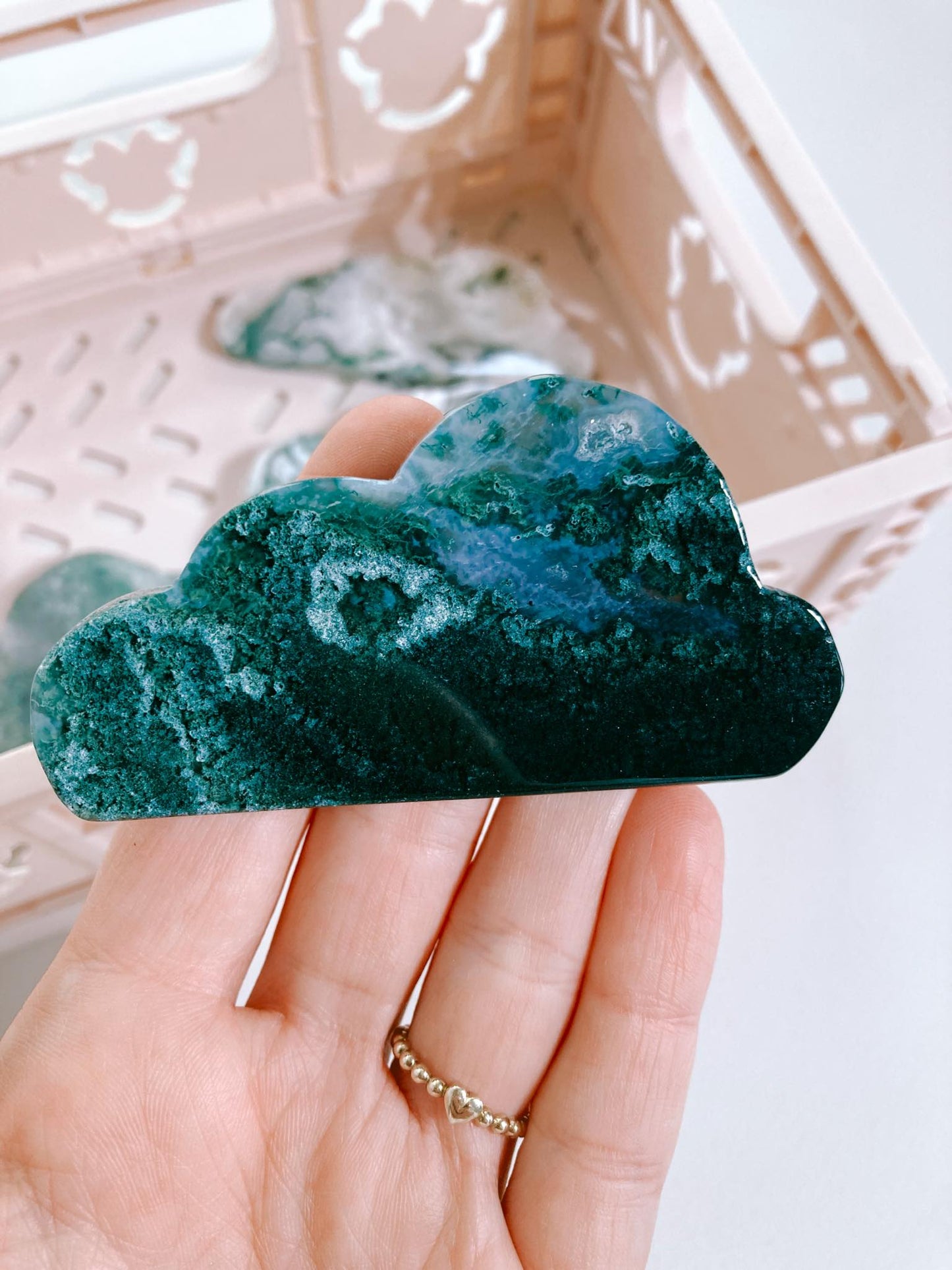 Moos Achat Wolke / Moss Agate Cloud 7-9 cm  -aus China / Indien