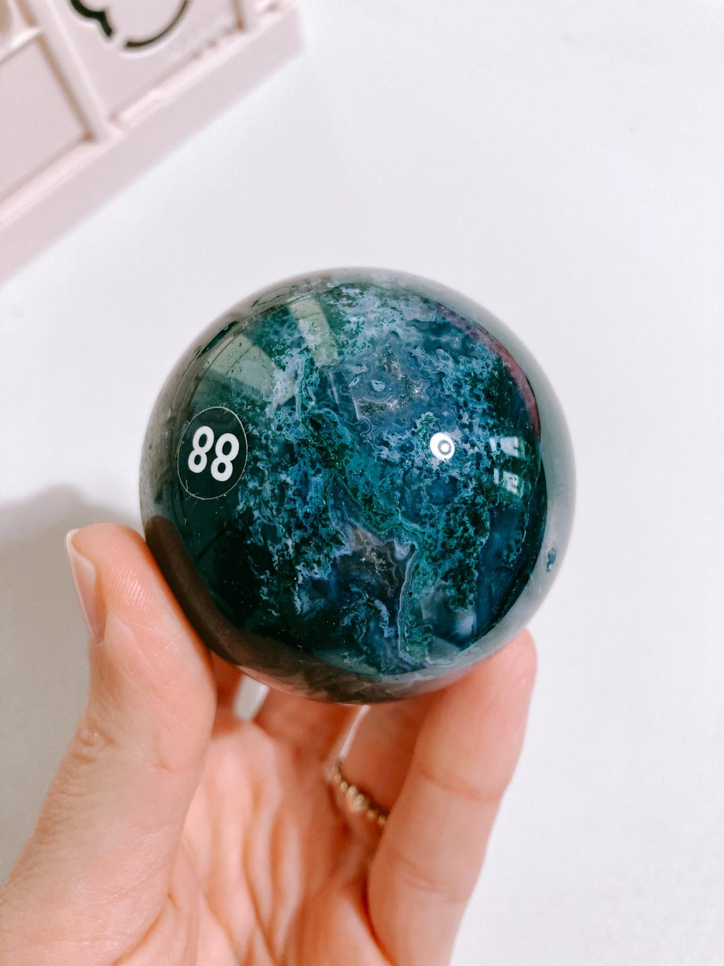 Moos Achat Kugel / Moss Agate Sphere 7 cm (88) -aus China / Indien
