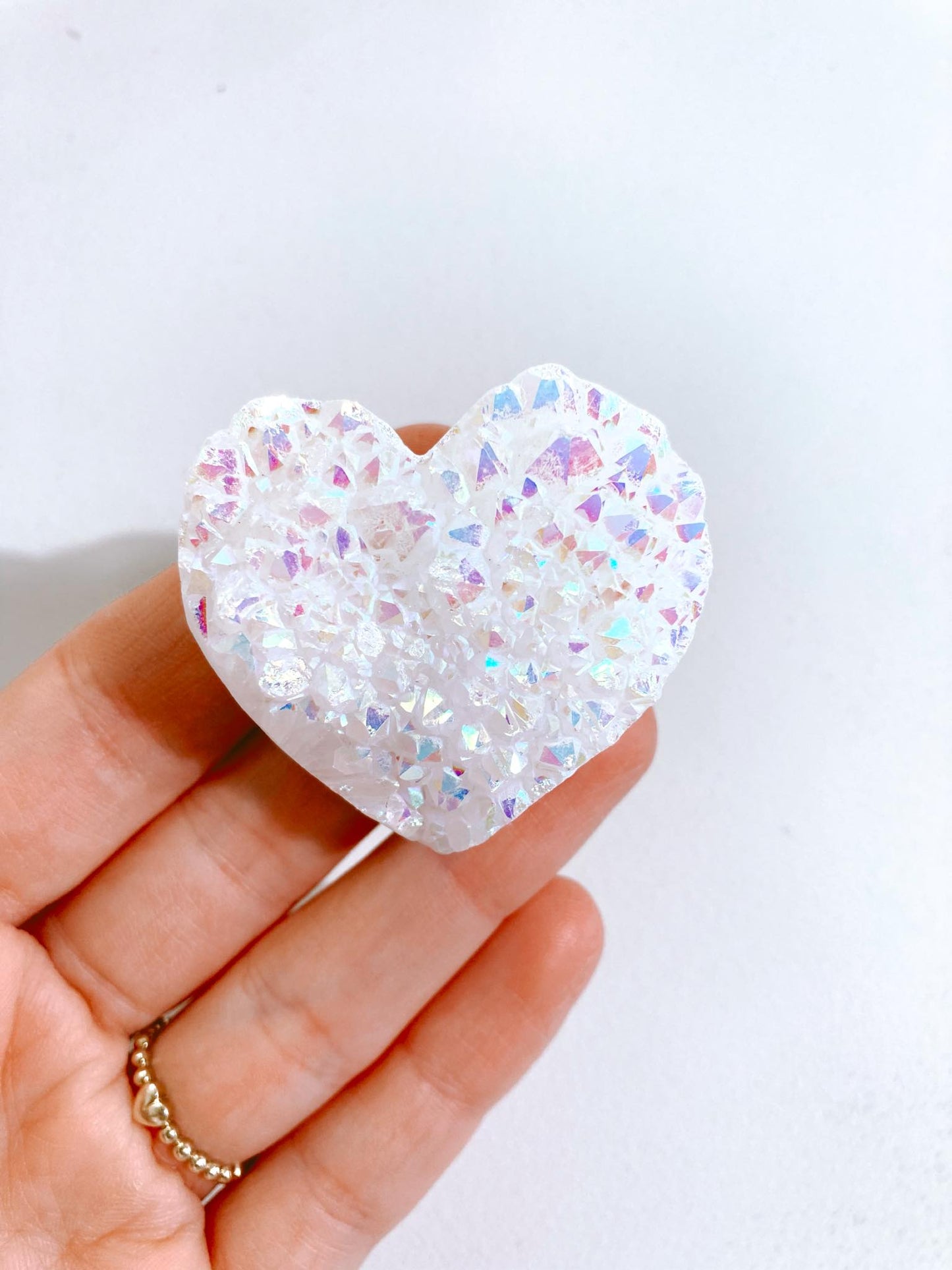 Angel Aura weißes Quarz Bergkristall Herz . Angelaura White Quartz Heart - aus China