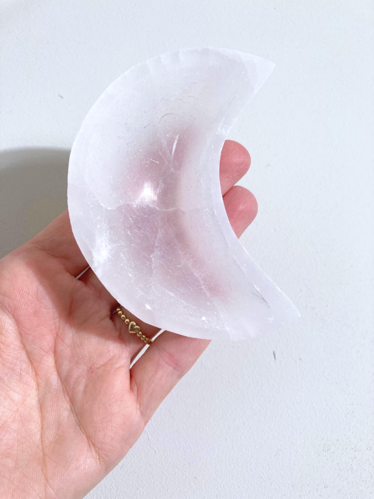 Selenit Mond Schale LARGE / Selenite Moon Bowl ca. 10 cm aus Marokko -Handcarved