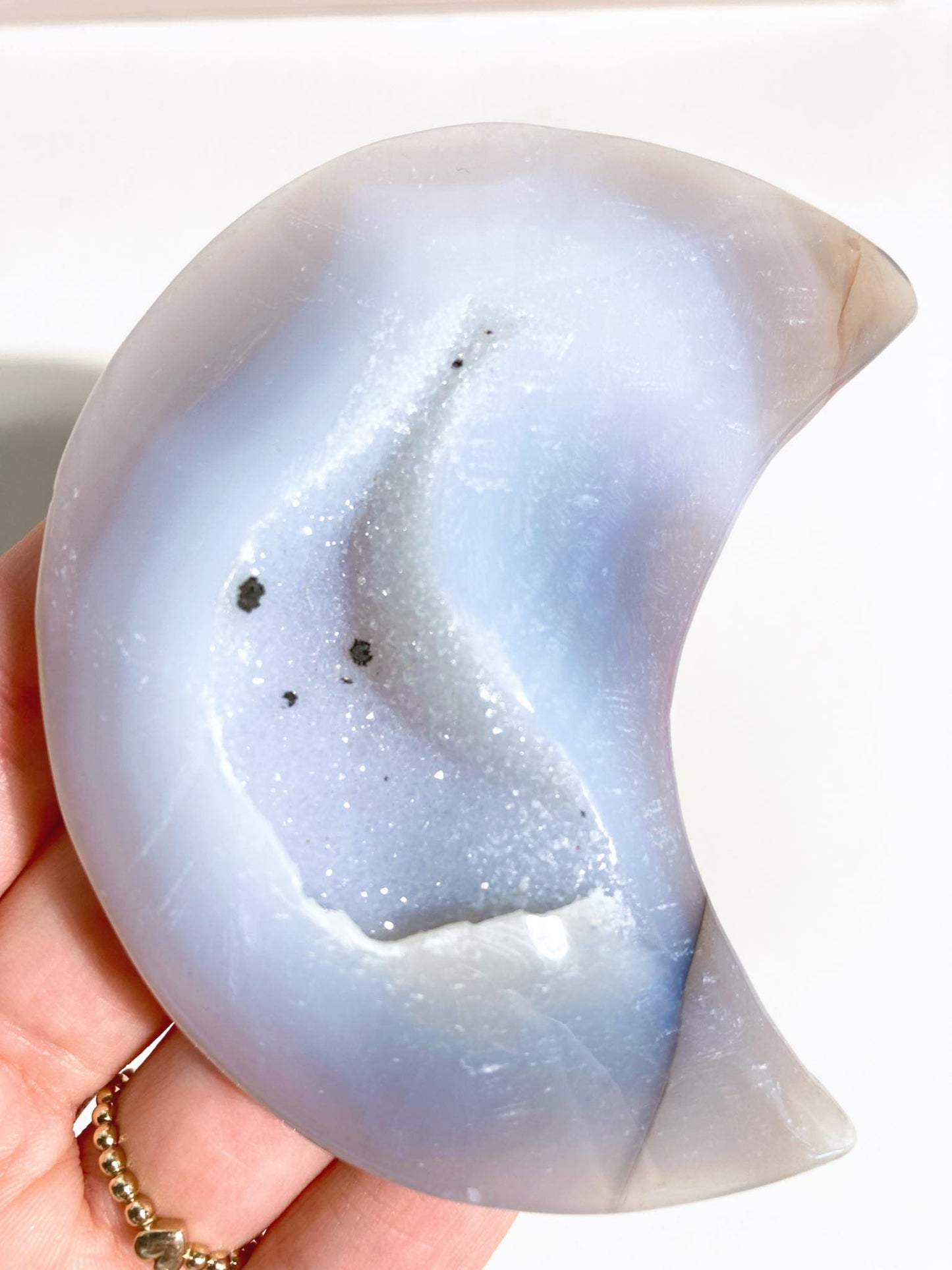 Druzy Achat Mond . Druzy Agate Moon ca. 8-9cm- Handcarved