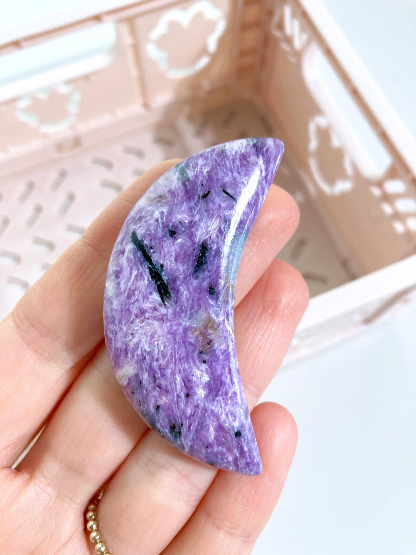 Charoite Moon -+6cm aus Russland - Hand Carved High Quality