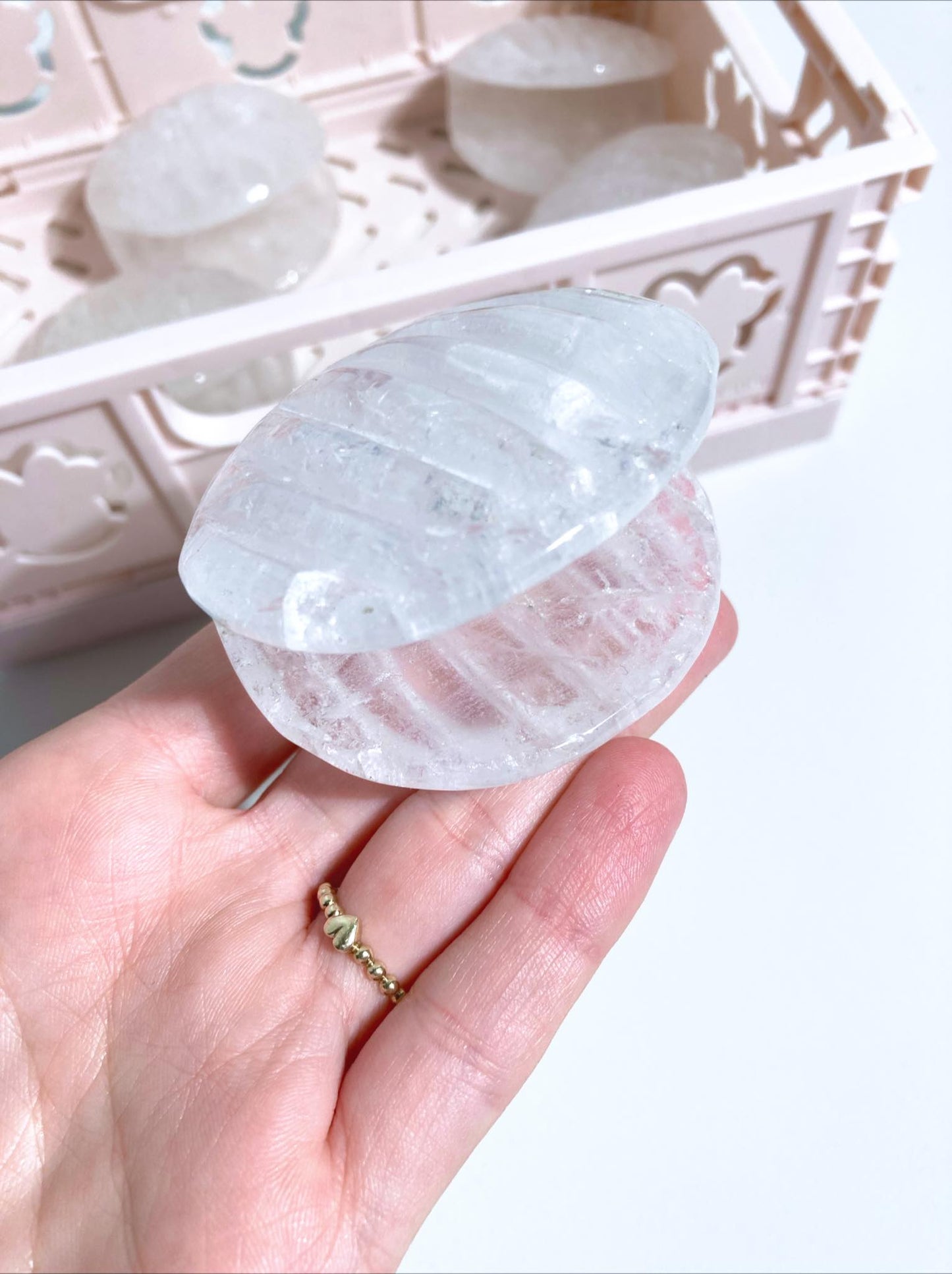 Bergkristall Mini Muschel Schale . Clear Quartz Shell Bowl ca. 7cm Handcarved