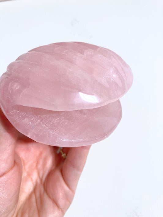 Muschel Rosenquarz Schale Shelly Muschel Schmuckschale . Rosequartz Shell bowl Carving - Hand Carving