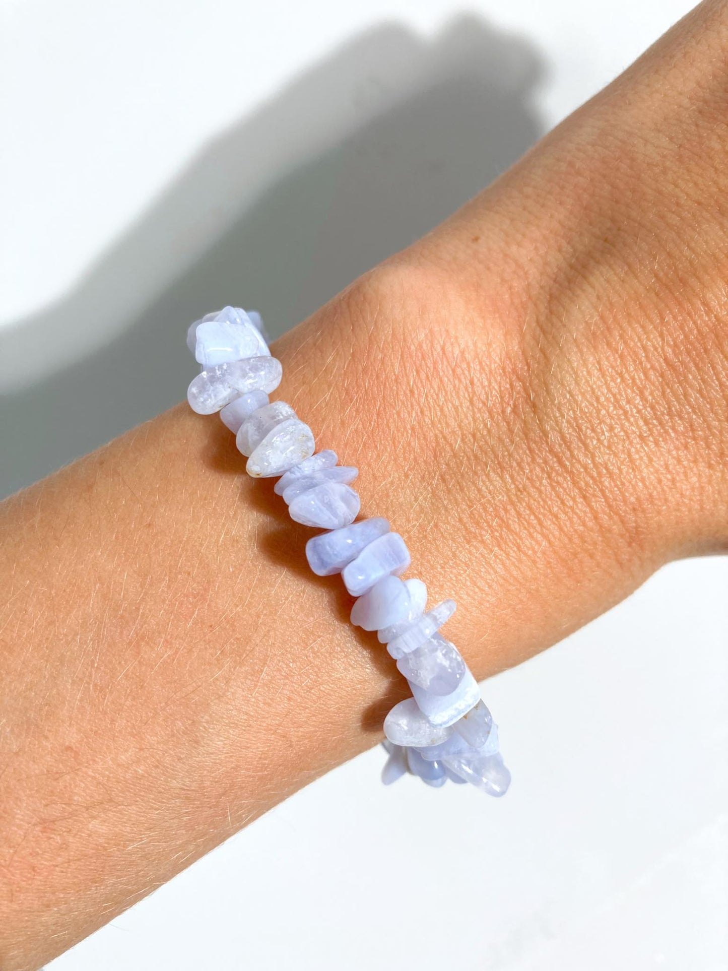 Blauer Chalcedon Chips Armband . Blue Lace Agate Chips Bracelet - Common Quality