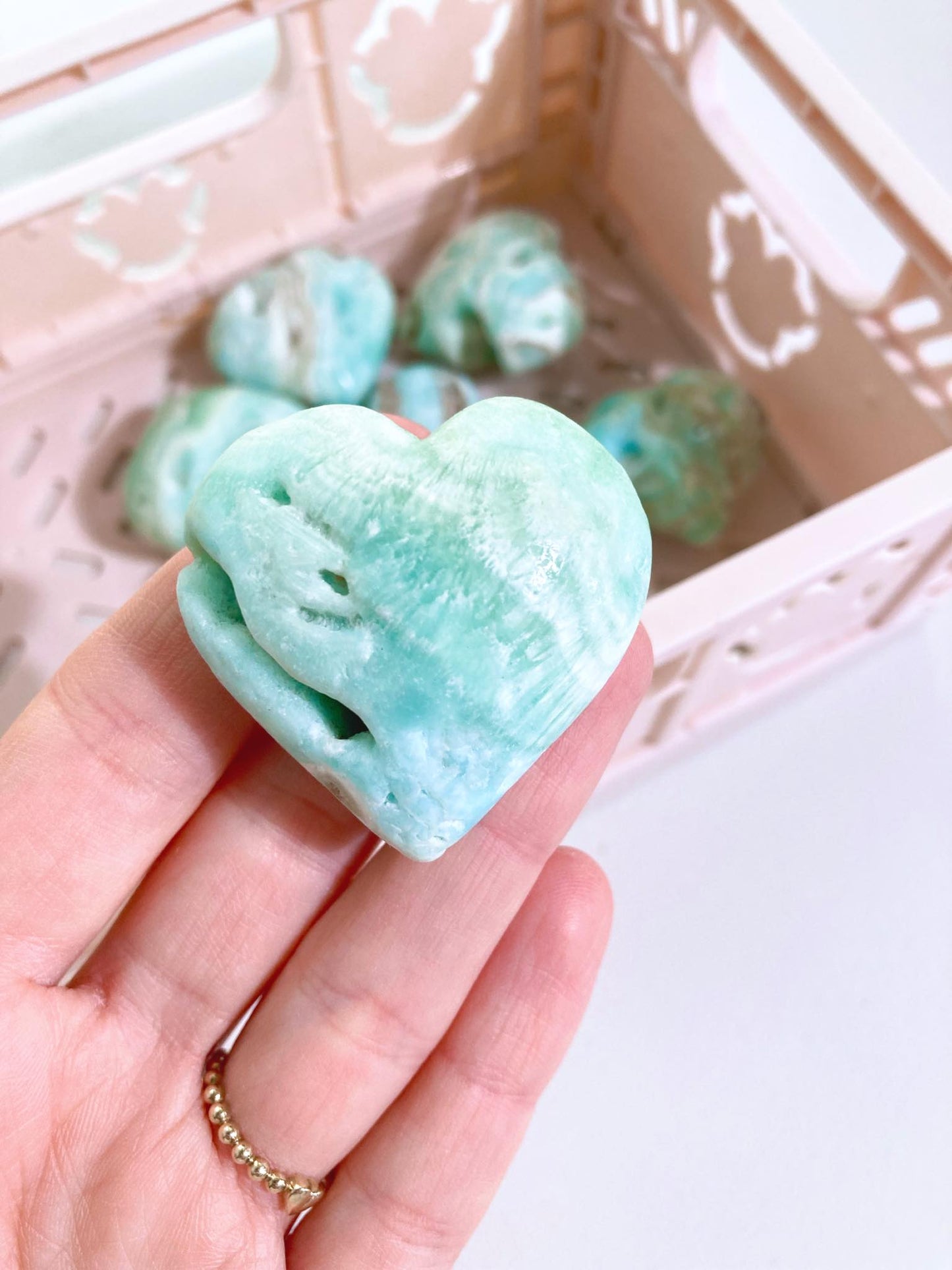 Blauer Aragonit Herz . Blue Aragonite Heart ca. 3.5cm - Handcarved