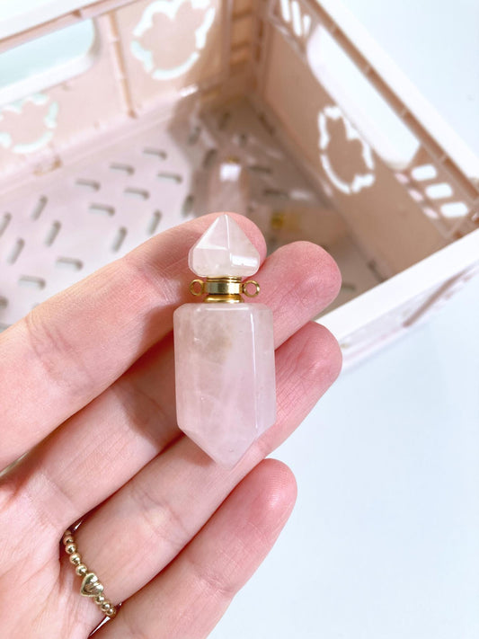 Mini Rosenquarz Parfum Phiole Fläschchen
