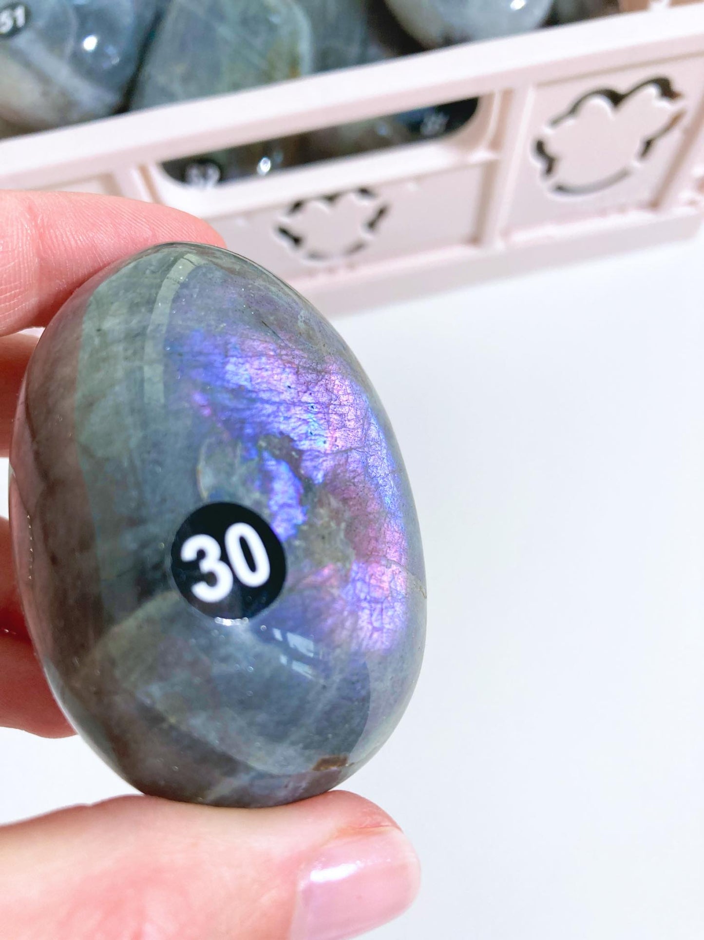 Blue blau Purple Lila Mermaid Labradorit Palmstone  6cm  (30) - Aus Madagascar