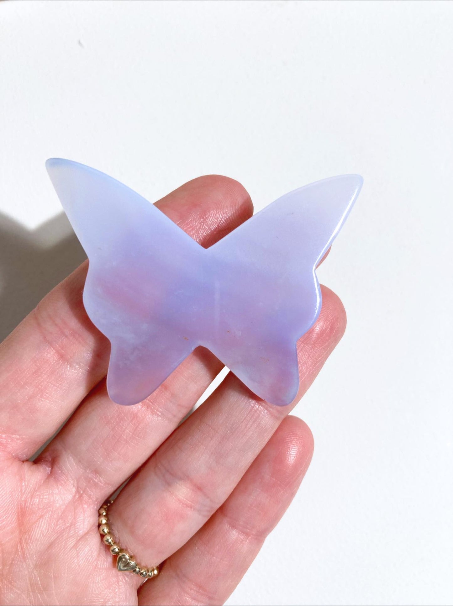 3D Blauer Chalcedon Schmetterling . Blue Chalcedony Butterfly ca 5cm - aus Türkei Handcarved High Quality