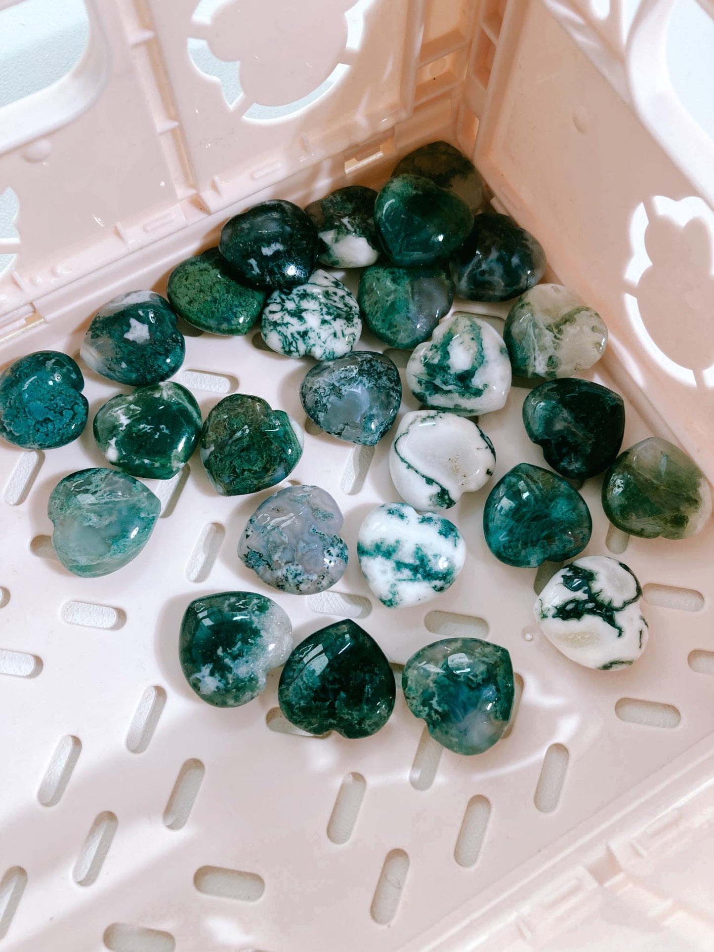 Moss Agate Mini Heart / Moos Achat Mini Herz ca. 2cm - High Quality