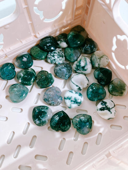 Moss Agate Mini Heart / Moos Achat Mini Herz ca. 2cm - High Quality