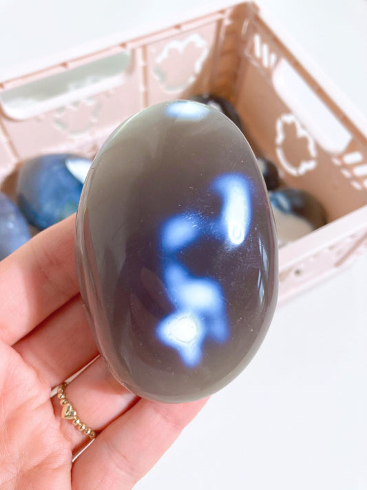 Orca Achat Handstein .  Orca Agate Palmstone ca. 4-7cm  - Handcarved High Quality