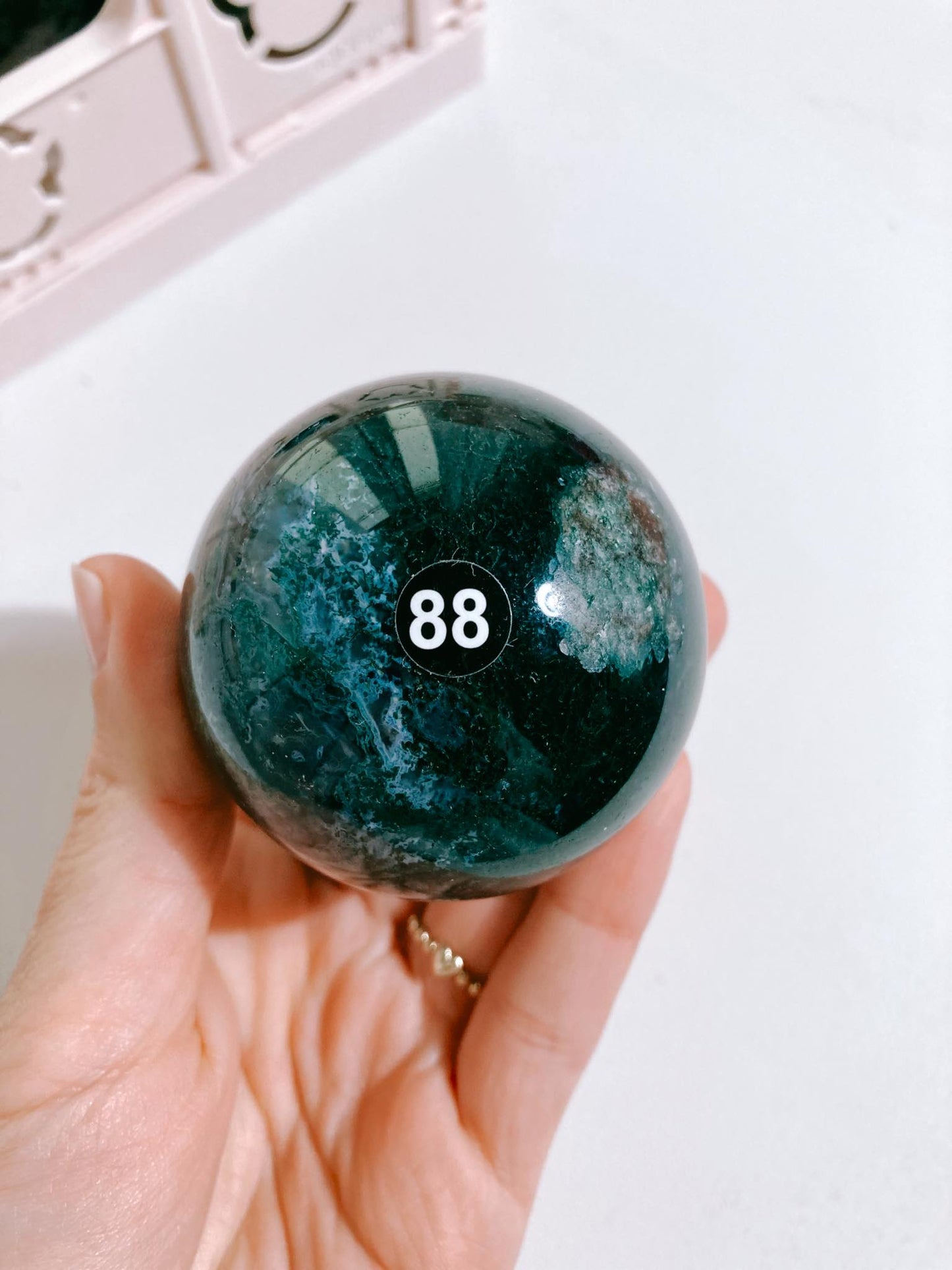Moos Achat Kugel / Moss Agate Sphere 7 cm (88) -aus China / Indien
