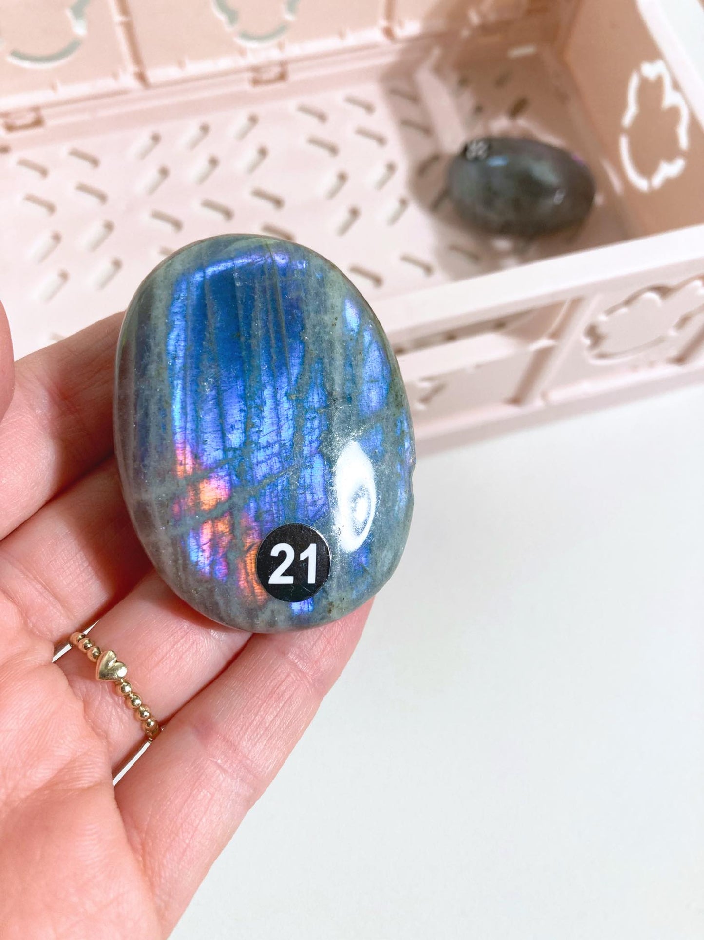Blue blau Purple lila Labradorit Palmstone x cm  (21) - Aus Madagascar