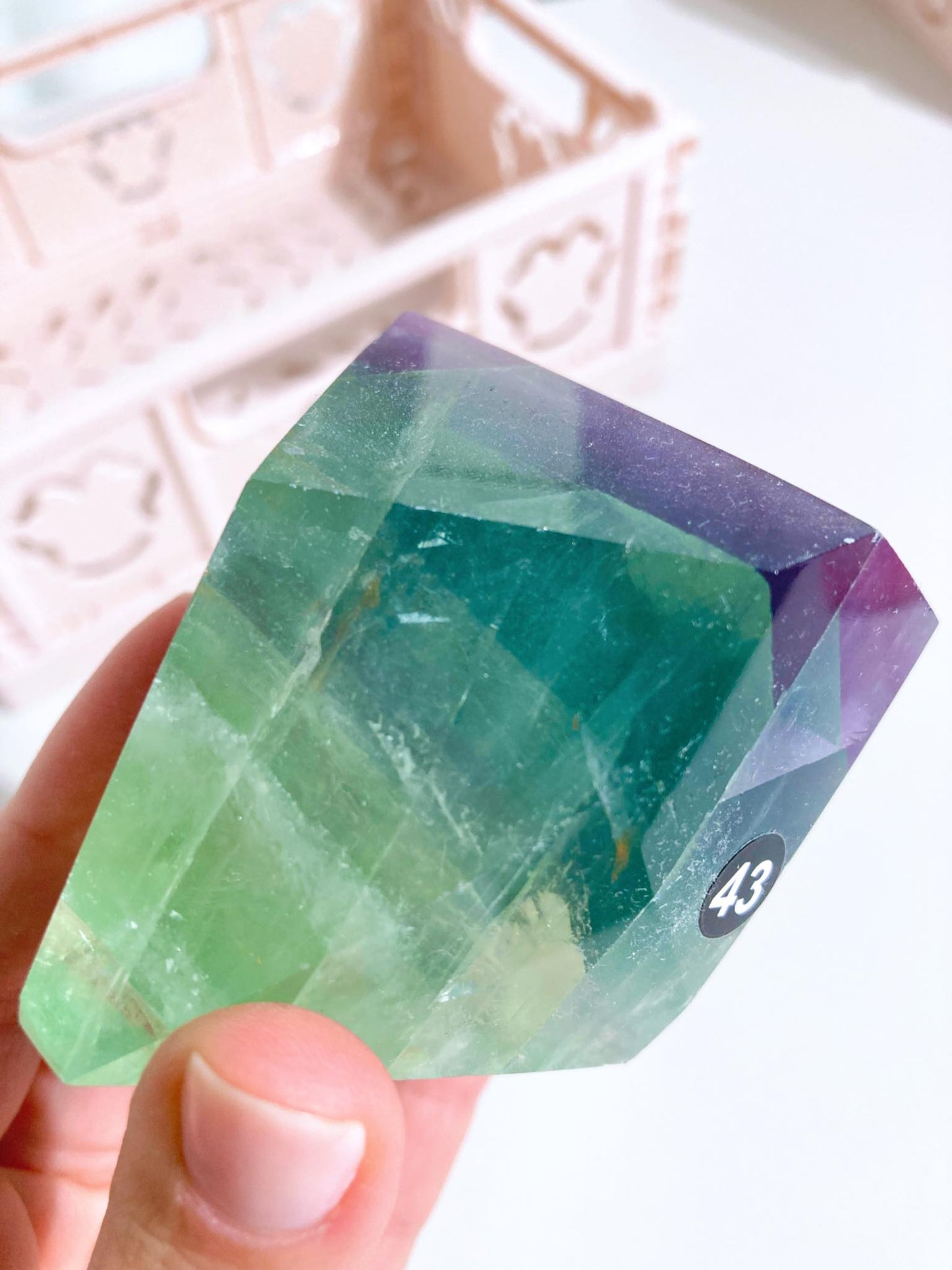 FREEFORM Regenbogen Fluorit aus China ca. 9cm - High Quality 43