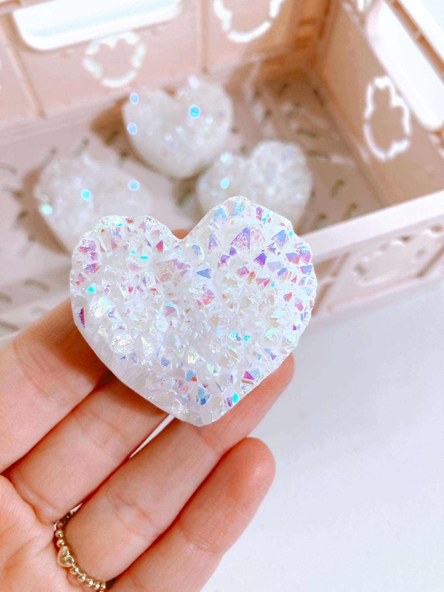 Angel Aura weißes Quarz Bergkristall Herz . Angelaura White Quartz Heart - aus China