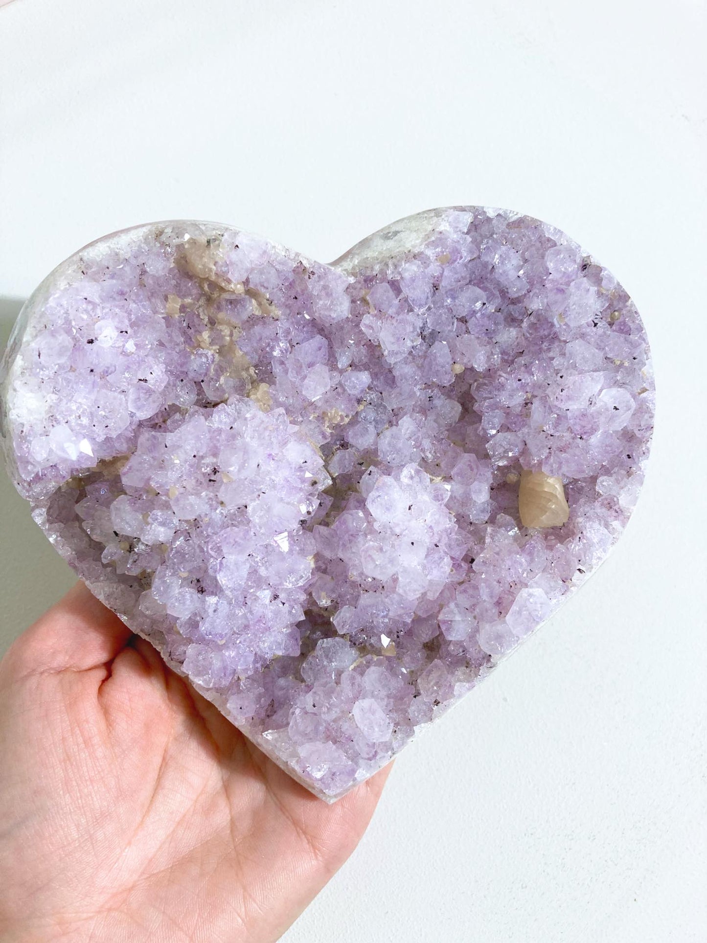 XL Amethyst Herz mit Achat Rand und Calcit 727g -  aus Brasilien Handcarved