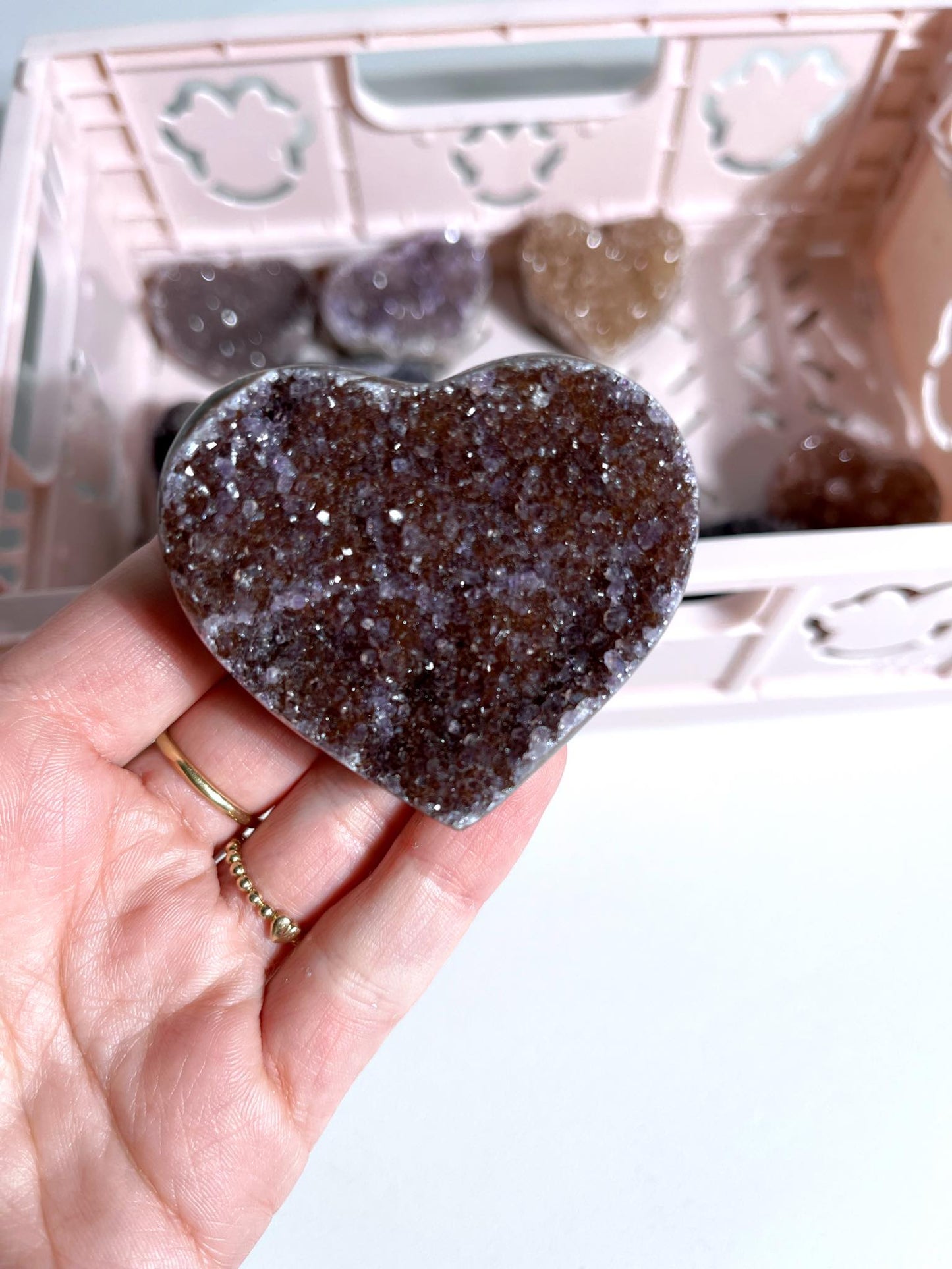 Galaxie Amethyst Herz . Galaxy Amethyst Heart ca. 5 cm  - aus Uruguay RARE