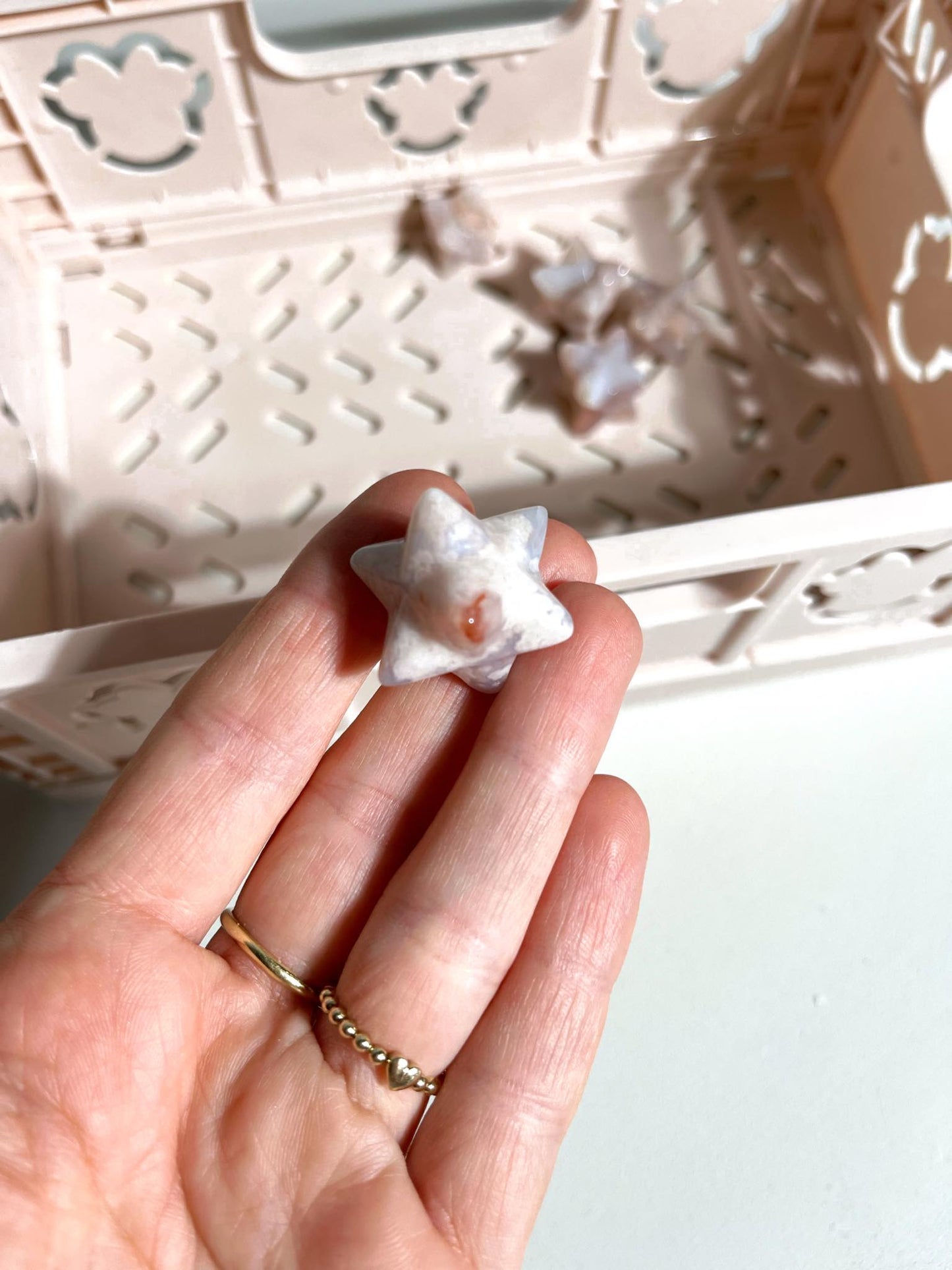 Blumenachat Merkaba . Flower Agate mini Merkaba -Madagascar Carving. Handcarved