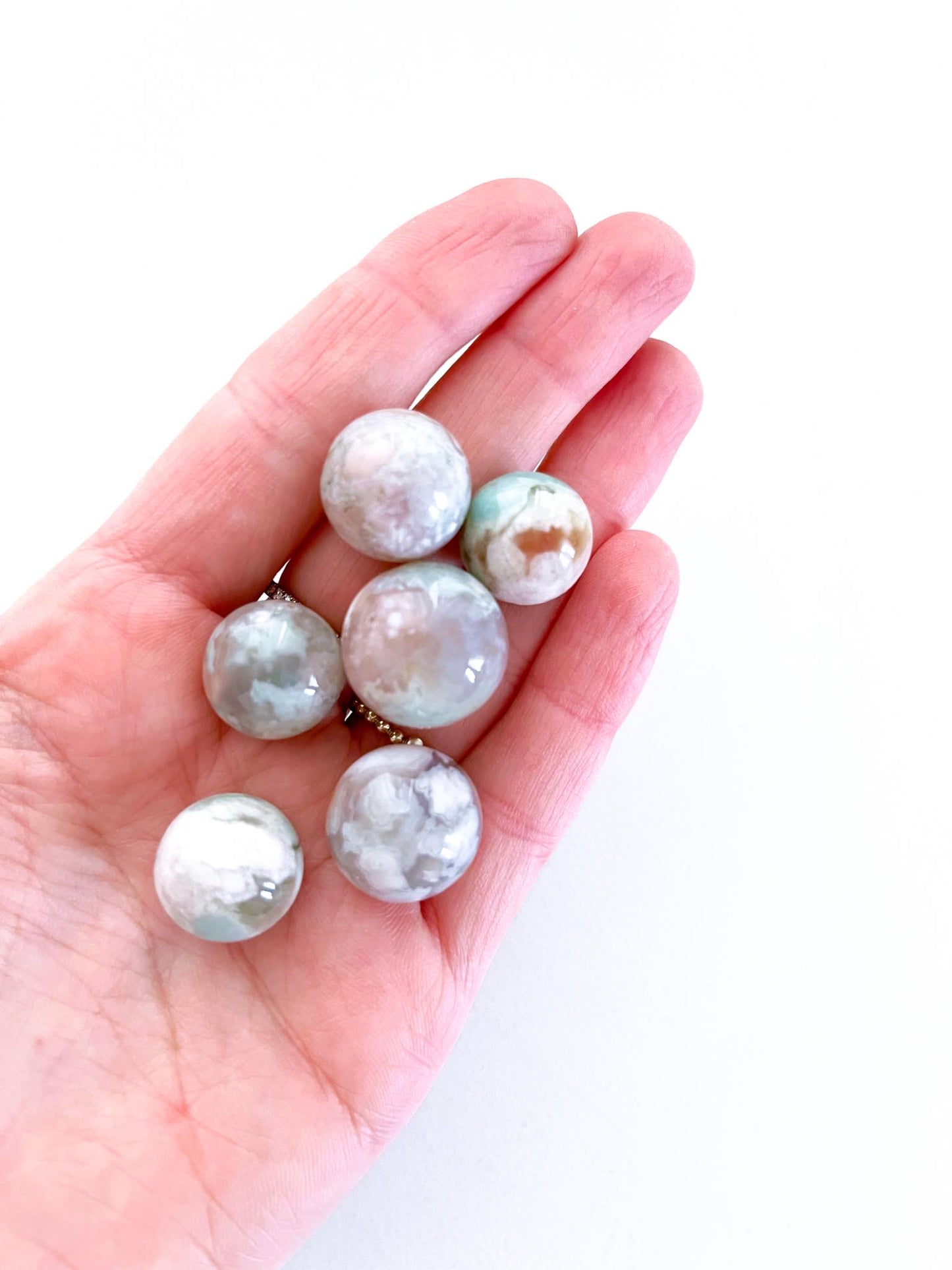 Grüne Blumenachat MINI Kugel . Green Floweragate Mini Sphere  ca. xx cm -High Quality