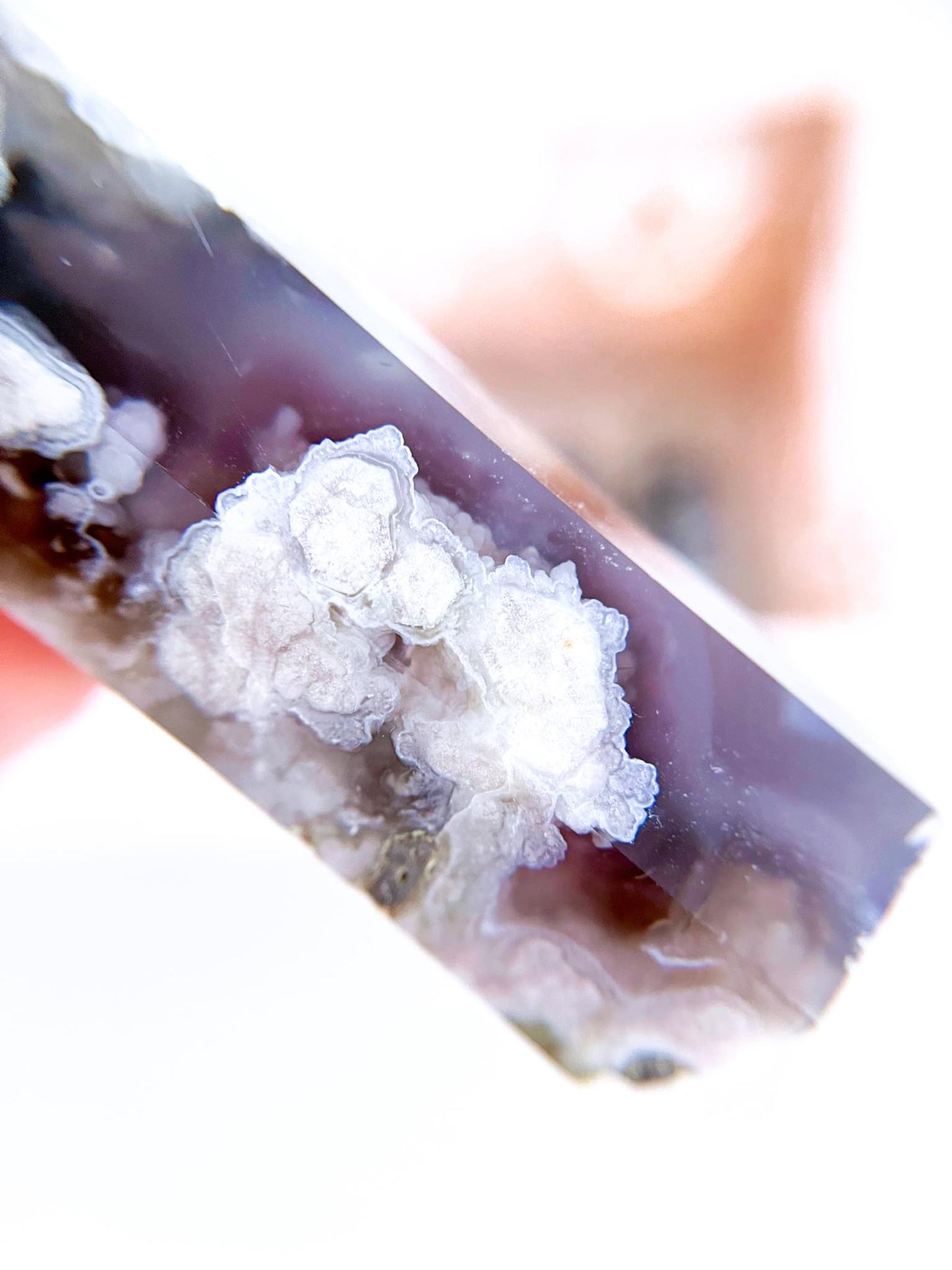 Schwarze Blumen Achat Spitze . Black Floweragate Point ca. 9-10cm - aus Madagascar RARE