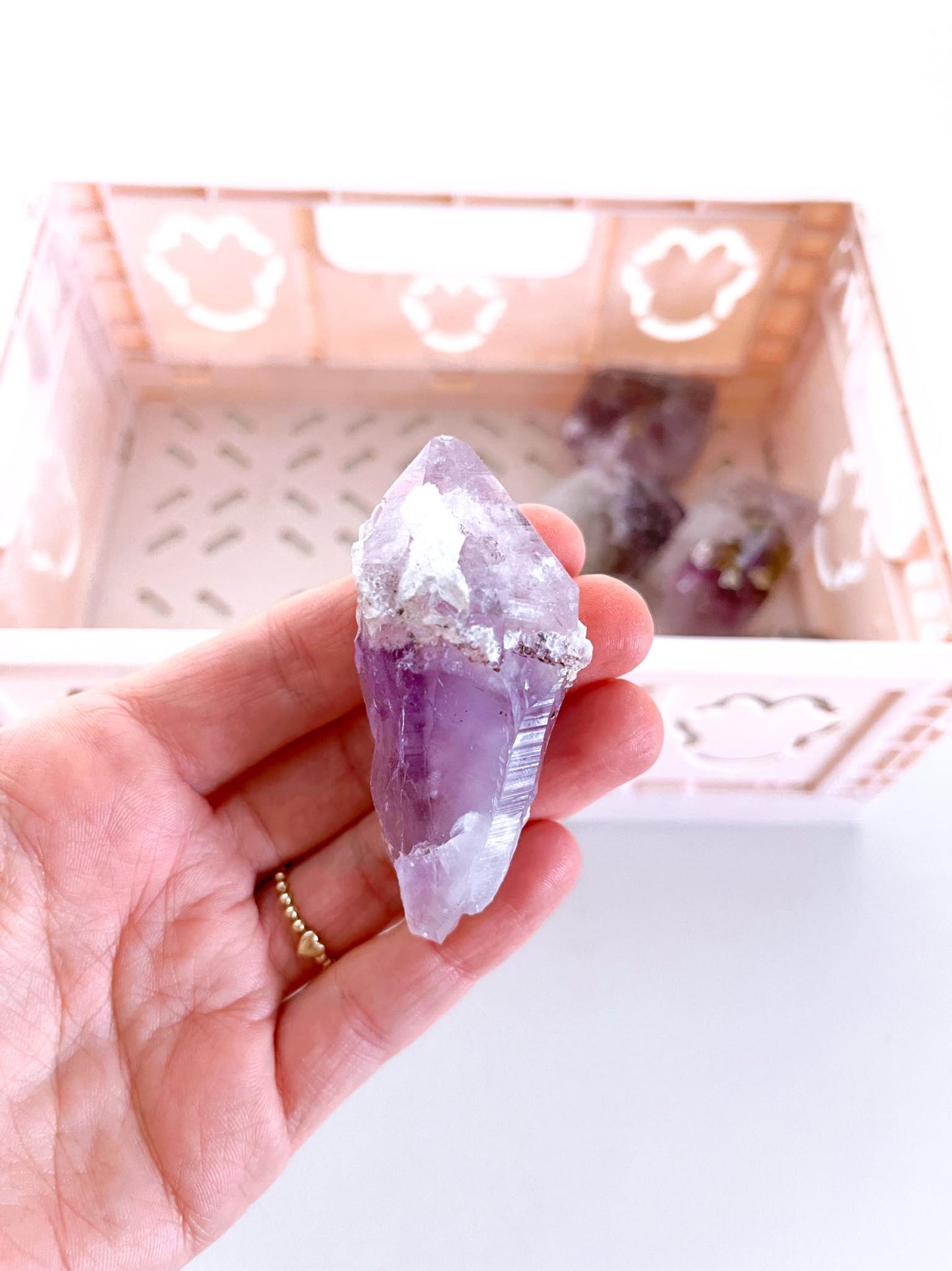 Pantom Amethyst Spitzemit Calcit ca. 6.8cm - aus Brasilien RARE