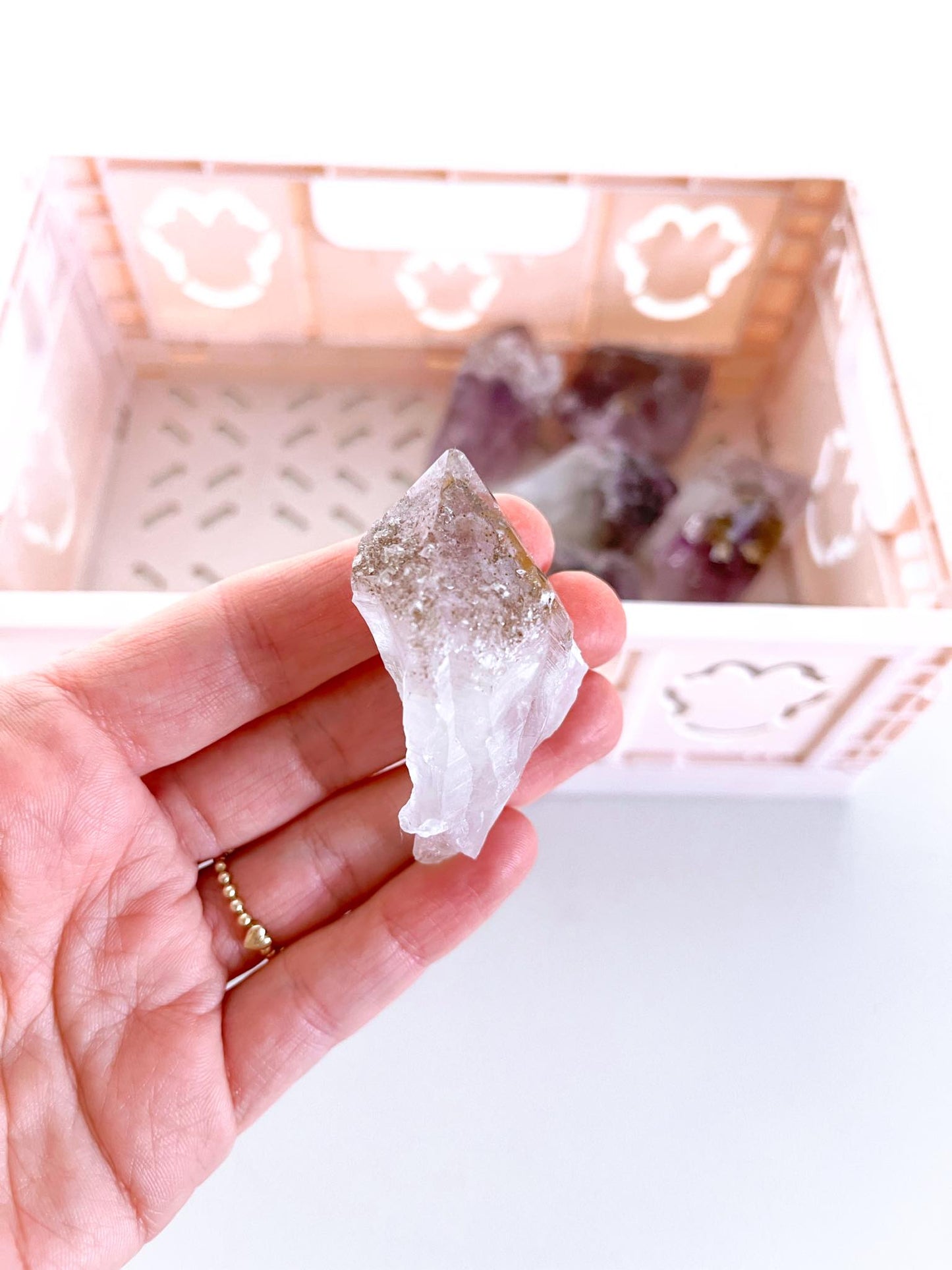Phantom Amethyst Spitze mit sparkly Caclit ca. 5.8cm - aus Brasilien RARE