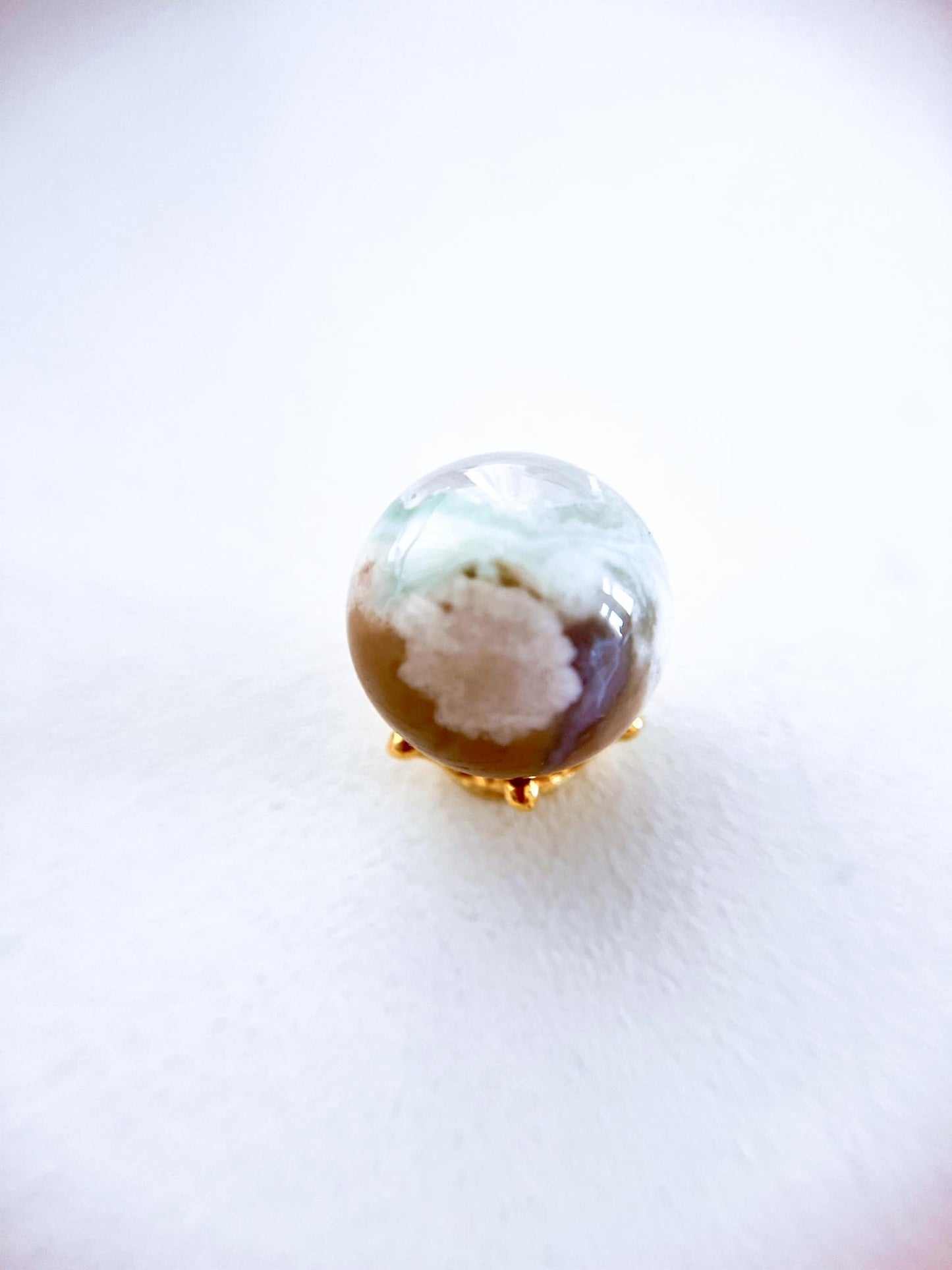 Grüne Blumenachat MINI Kugel . Green Floweragate Mini Sphere  ca. xx cm -High Quality