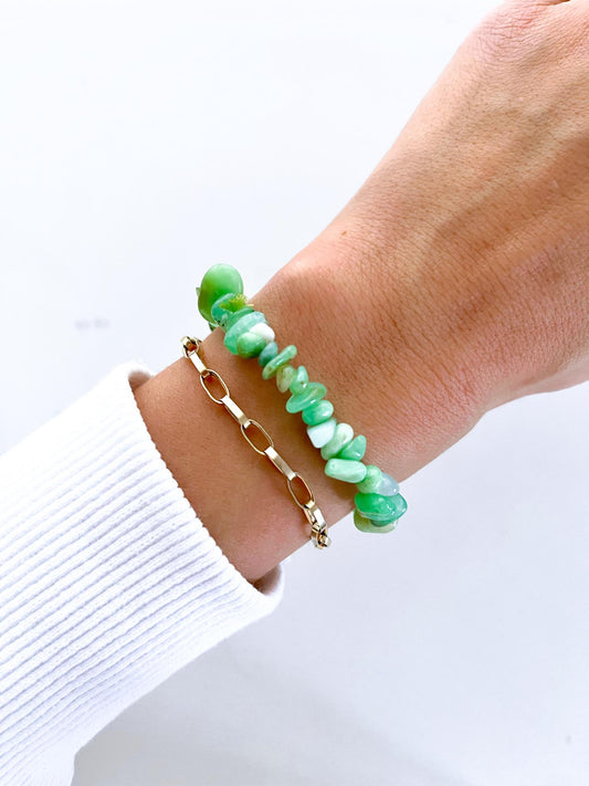 Chrysopras Chips Armband . Crysopras Chips Bracelet  - High Quality