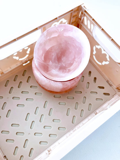 Rosenquarz MINI Schale Schmuckschale / Rosequartz Mini Bowl ca. 7cm Handcarved